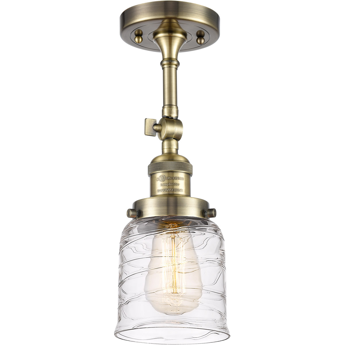 Innovations Lighting Bruno Marashlian Small Bell 5 Inch 1 Light Semi Flush Mount Small Bell - 201F-AB-G513 - Restoration-Vintage