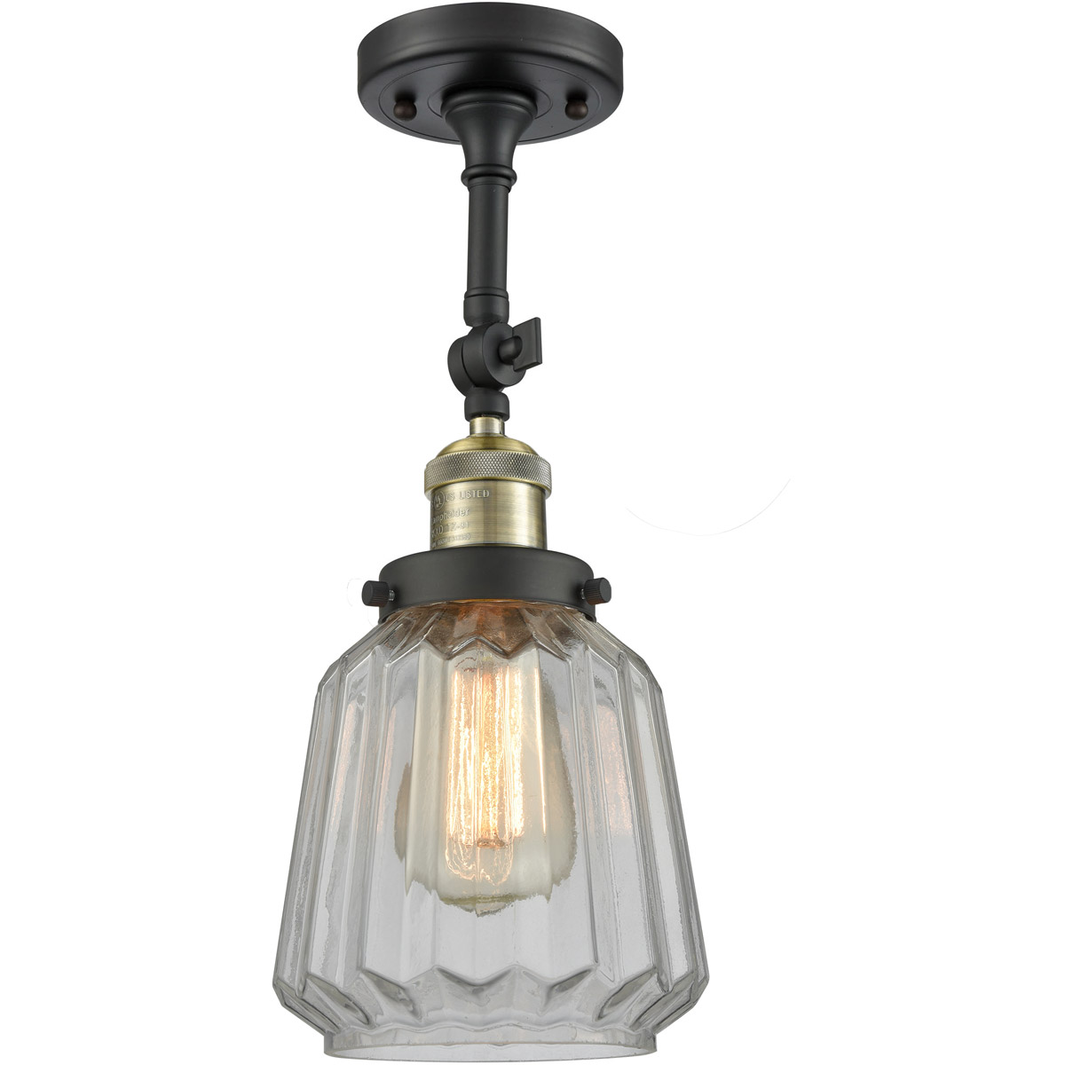 Innovations Lighting 201F-BAB-G142 Franklin Restoration Chatham 1 Light 6 inch Black Antique Brass Semi-Flush Mount Ceiling Light in Clear Glass, Fran