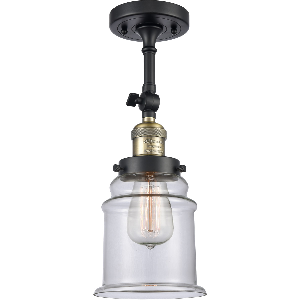 Innovations Lighting 201F-BAB-G182 Franklin Restoration Canton 1 Light 6 inch Black Antique Brass Semi-Flush Mount Ceiling Light in Clear Glass, Frank