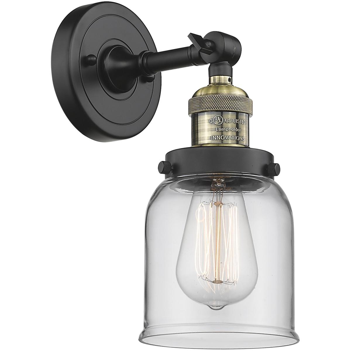 Innovations Lighting 201F-BAB-G52-LED Franklin Restoration Small Bell LED 5 inch Black Antique Brass Semi-Flush Mount Ceiling Light in Clear Glass, Fr