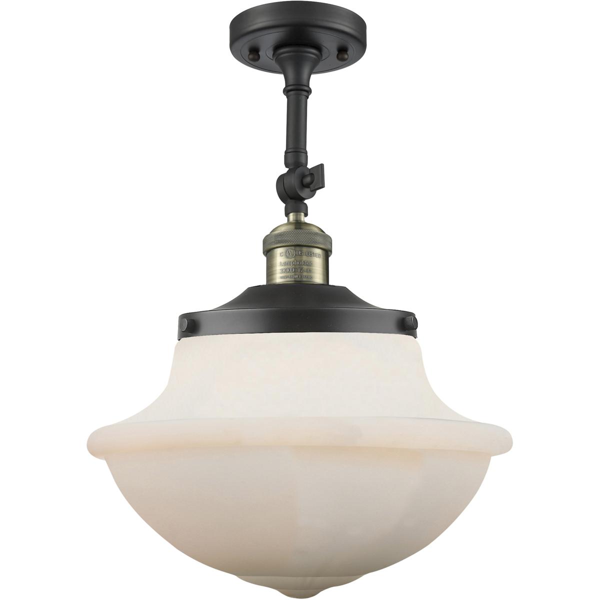 Innovations Lighting 201F-BAB-G541-LED Franklin Restoration Large Oxford LED 12 inch Black Antique Brass Semi-Flush Mount Ceiling Light in Matte White