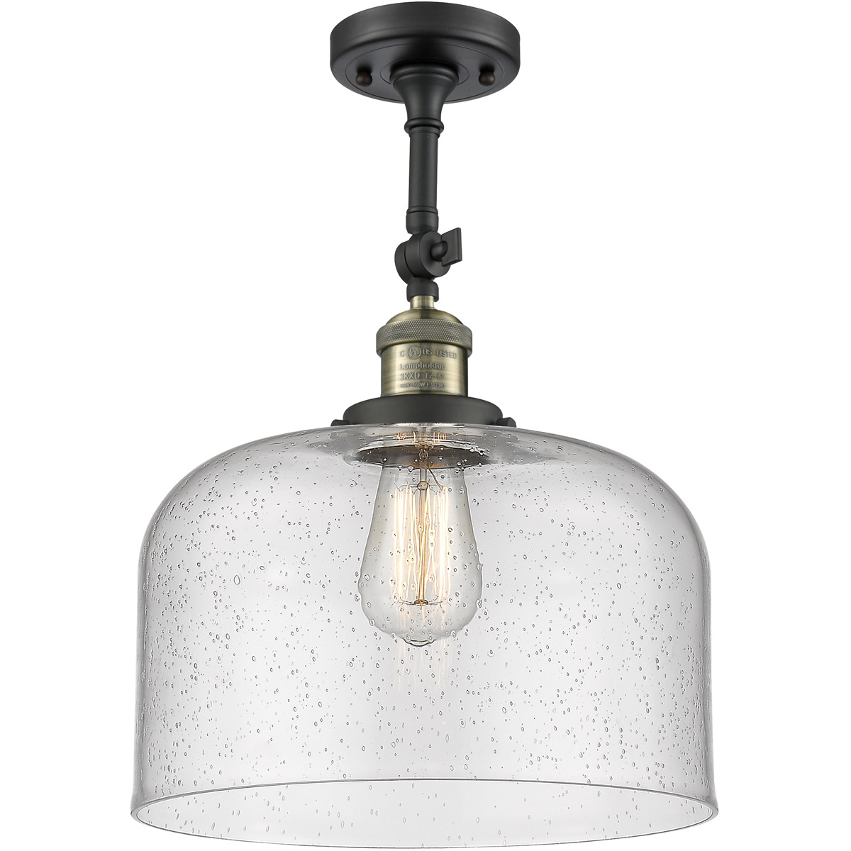 Innovations Lighting 201F-BAB-G74-L-LED Franklin Restoration X-Large Bell LED 12 inch Black Antique Brass Semi-Flush Mount Ceiling Light in Seedy Glas