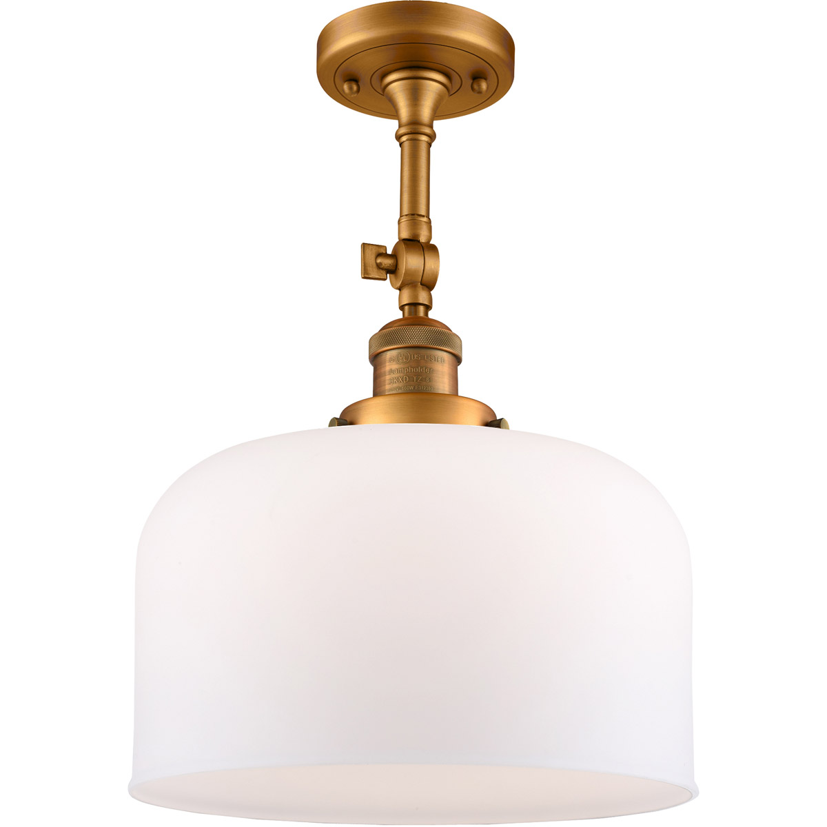 Innovations Lighting 201F-BB-G71-L-LED Franklin Restoration X-Large Bell LED 12 inch Brushed Brass Semi-Flush Mount Ceiling Light in Matte White Glass