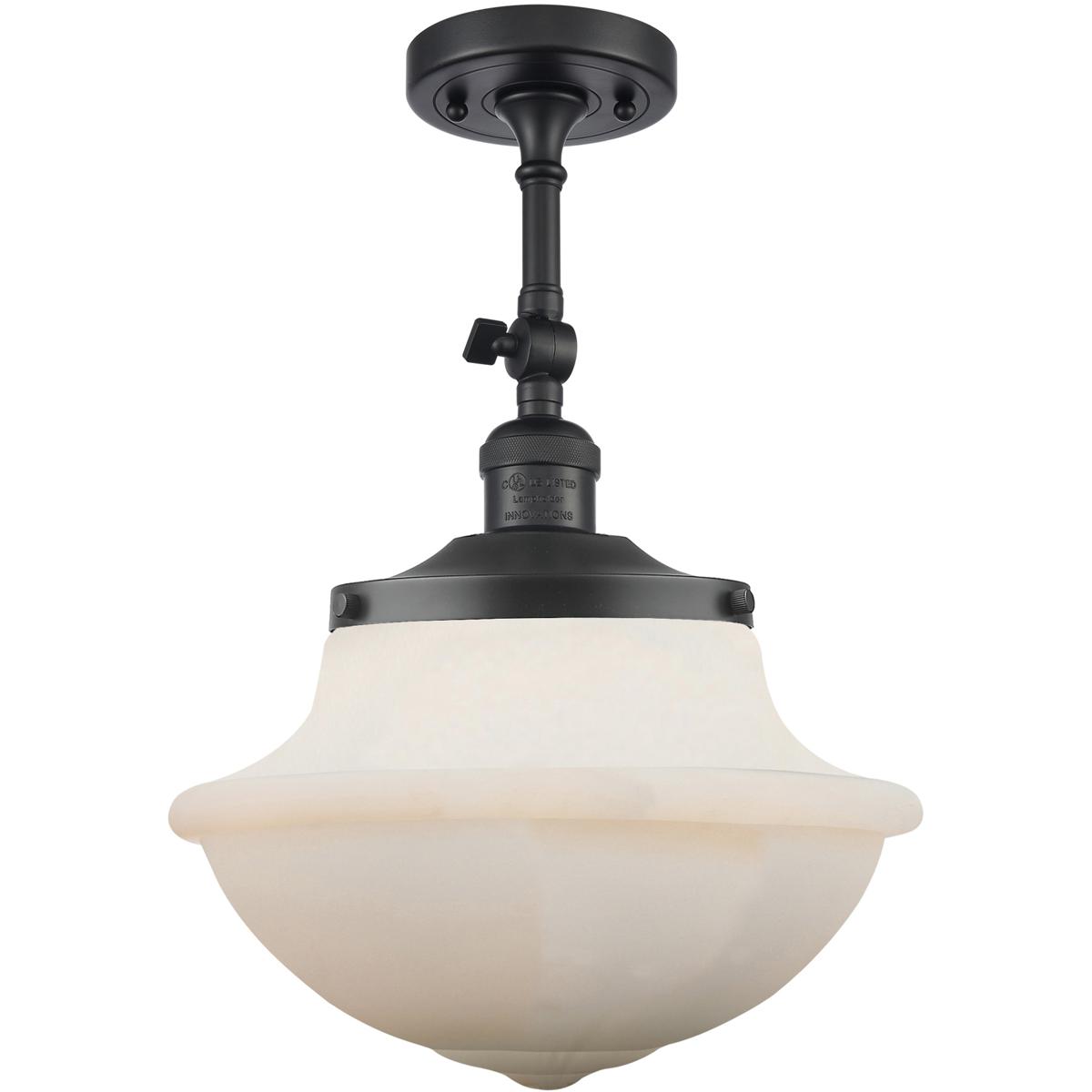 Innovations Lighting 201F-BK-G541-LED Franklin Restoration Large Oxford LED 12 inch Matte Black Semi-Flush Mount Ceiling Light in Matte White Glass, F