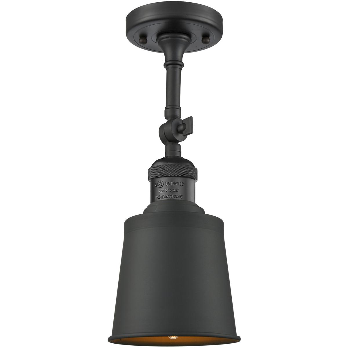 Innovations Lighting 201F-BK-M9-BK Franklin Restoration Addison 1 Light 5 inch Matte Black Semi-Flush Mount Ceiling Light, Franklin Restoration