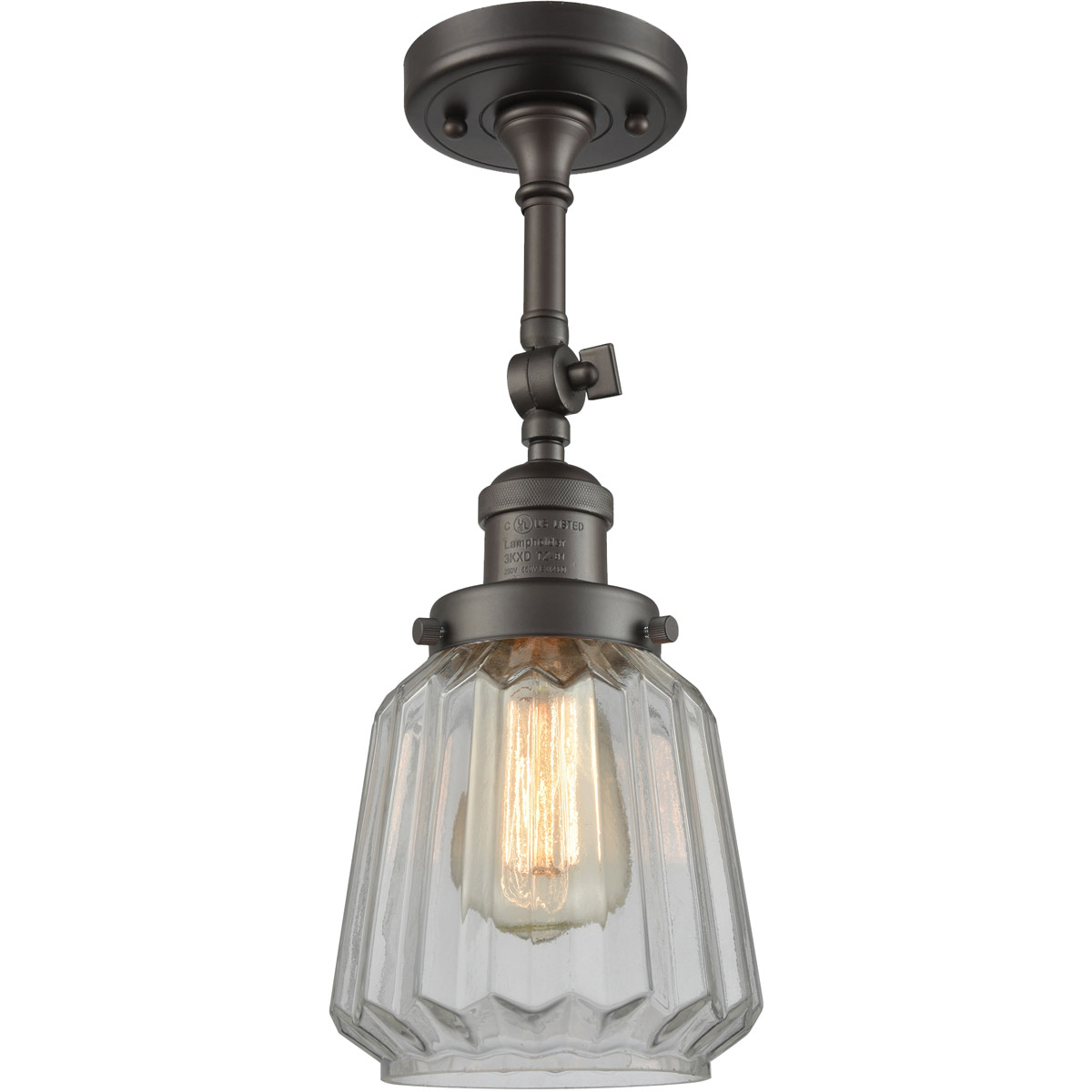 Innovations Lighting 201F-OB-G142 Franklin Restoration Chatham 1 Light 6 inch Oil Rubbed Bronze Semi-Flush Mount Ceiling Light in Clear Glass, Frankli