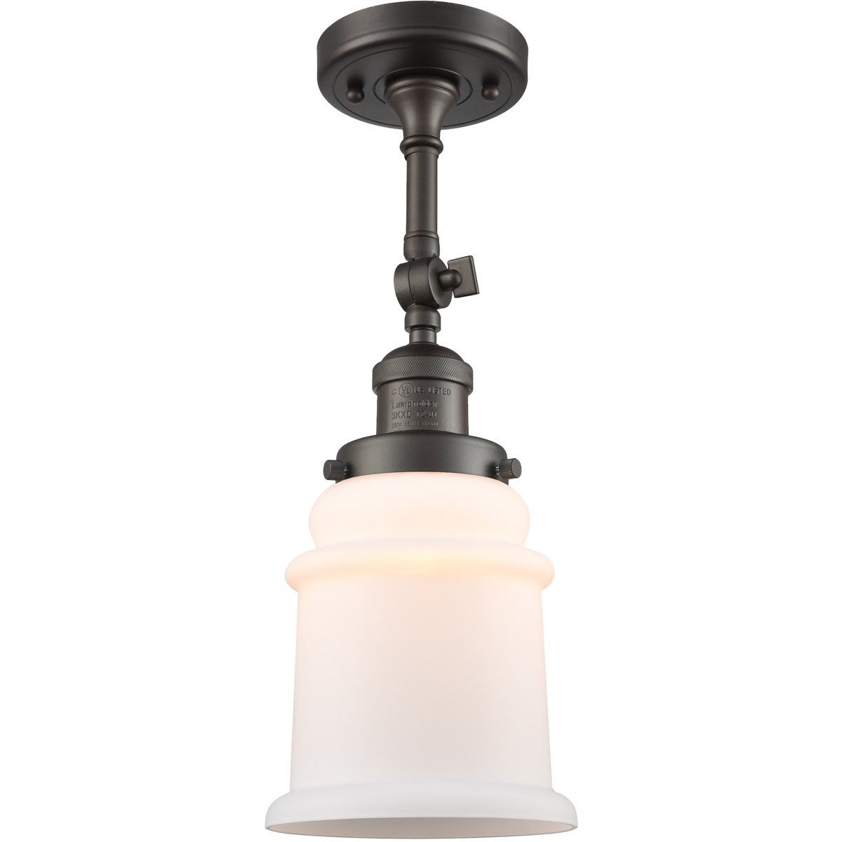 Innovations Lighting 201F-OB-G181 Franklin Restoration Canton 1 Light 6 inch Oil Rubbed Bronze Semi-Flush Mount Ceiling Light in Matte White Glass, Fr