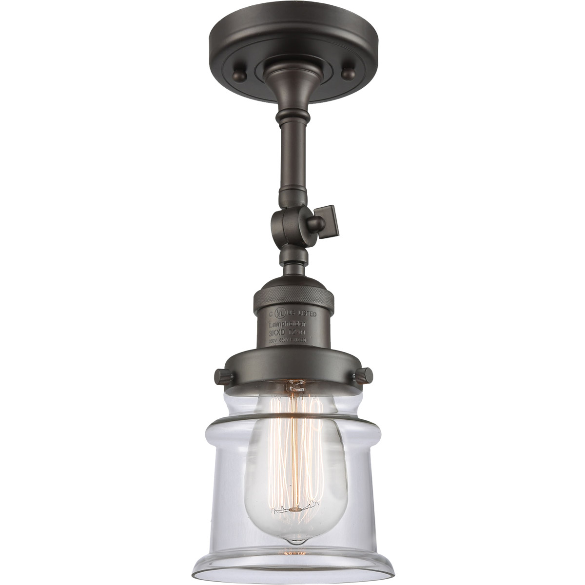 Innovations Lighting 201F-OB-G182S-LED Franklin Restoration Small Canton LED 6 inch Oil Rubbed Bronze Semi-Flush Mount Ceiling Light in Clear Glass, F