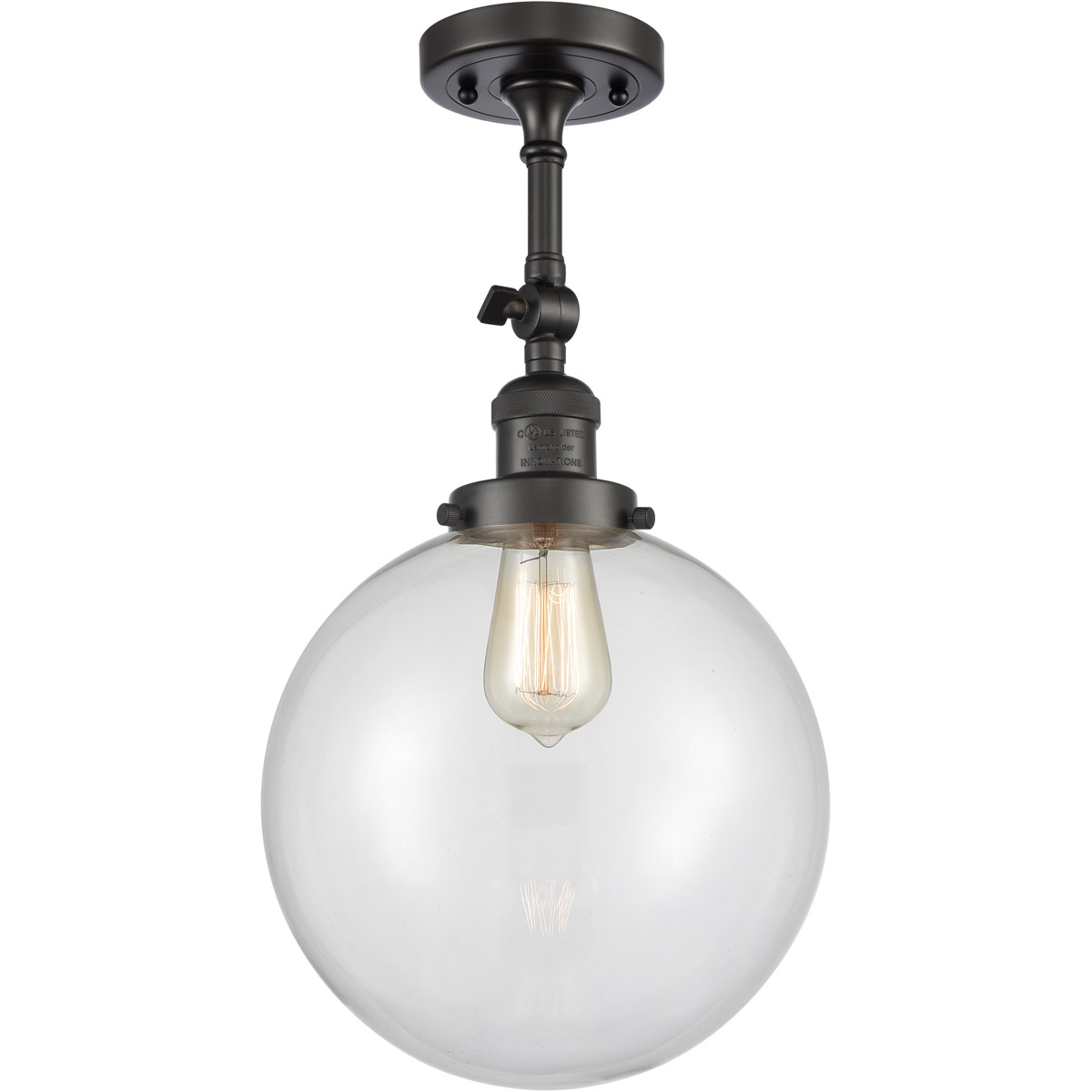 Innovations Lighting 201F-OB-G202-10 Franklin Restoration X-Large Beacon 1 Light 10 inch Oil Rubbed Bronze Semi-Flush Mount Ceiling Light in Clear Gla