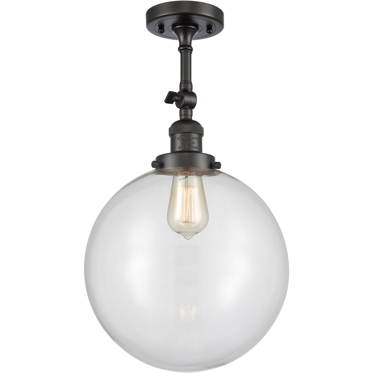 Innovations Lighting 201F-OB-G202-12-LED Franklin Restoration XX-Large Beacon LED 12 inch Oil Rubbed Bronze Semi-Flush Mount Ceiling Light in Clear Gl