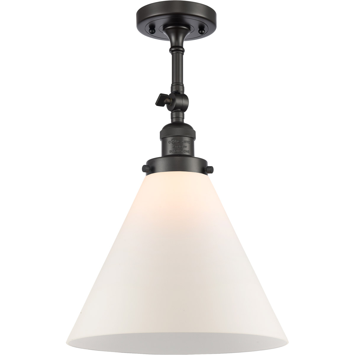 Innovations Lighting 201F-OB-G41-L-LED Franklin Restoration X-Large Cone LED 12 inch Oil Rubbed Bronze Semi-Flush Mount Ceiling Light in Matte White G