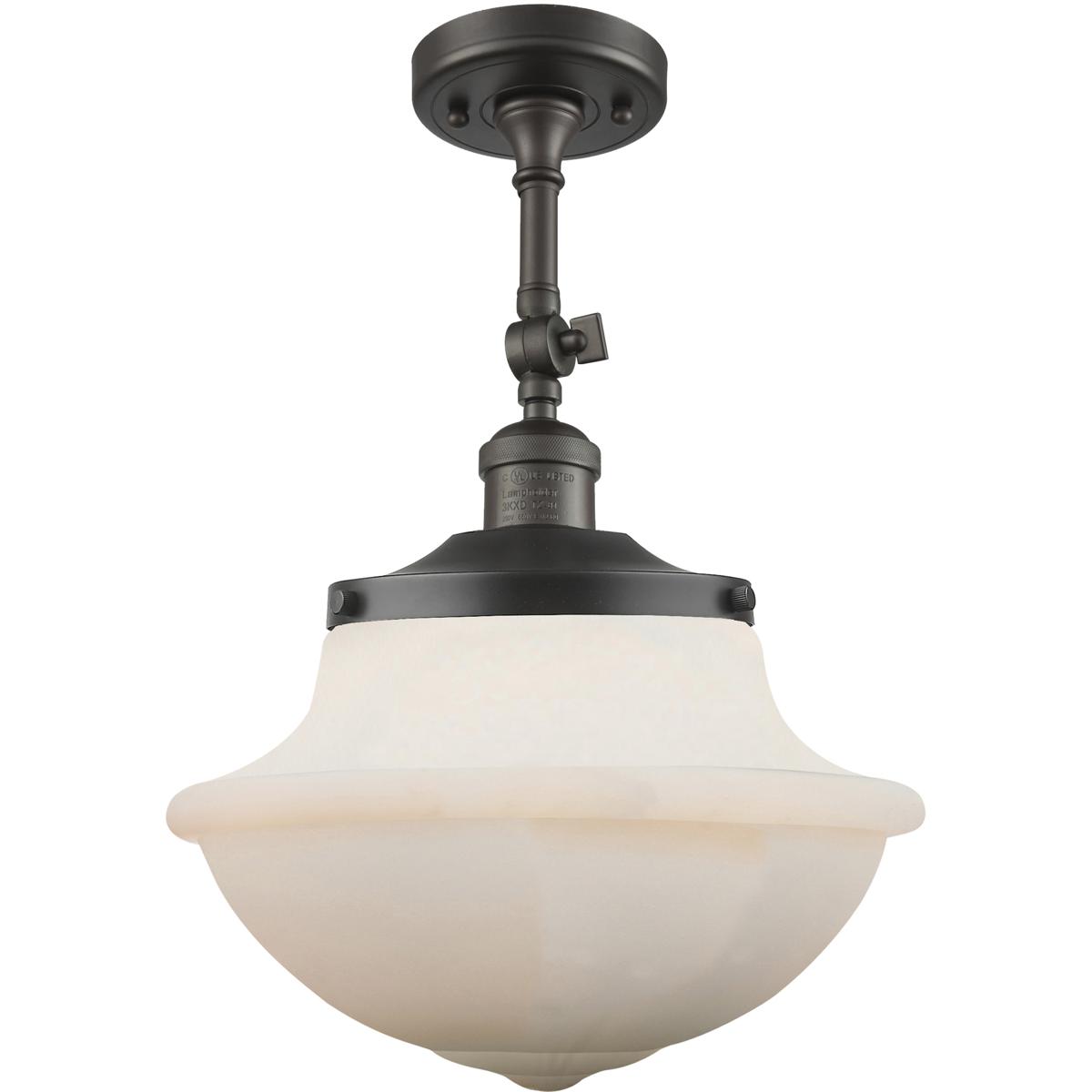 Innovations Lighting 201F-OB-G541-LED Franklin Restoration Large Oxford LED 12 inch Oil Rubbed Bronze Semi-Flush Mount Ceiling Light in Matte White Gl