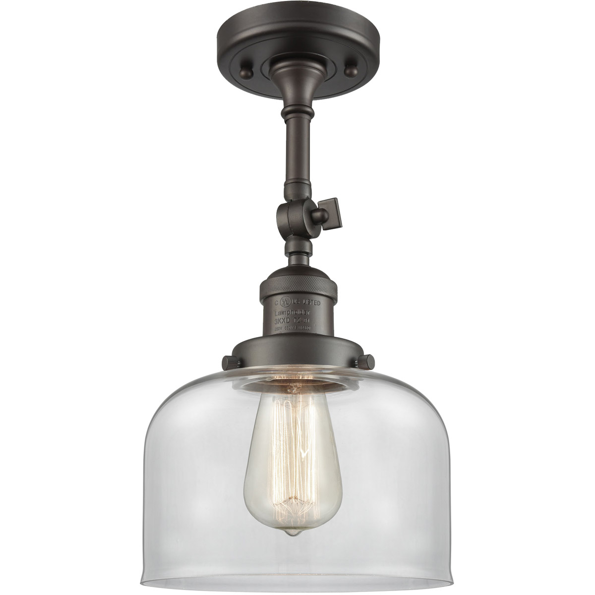 Innovations Lighting 201F-OB-G72-L Franklin Restoration X-Large Bell 1 Light 12 inch Oil Rubbed Bronze Semi-Flush Mount Ceiling Light in Clear Glass, 