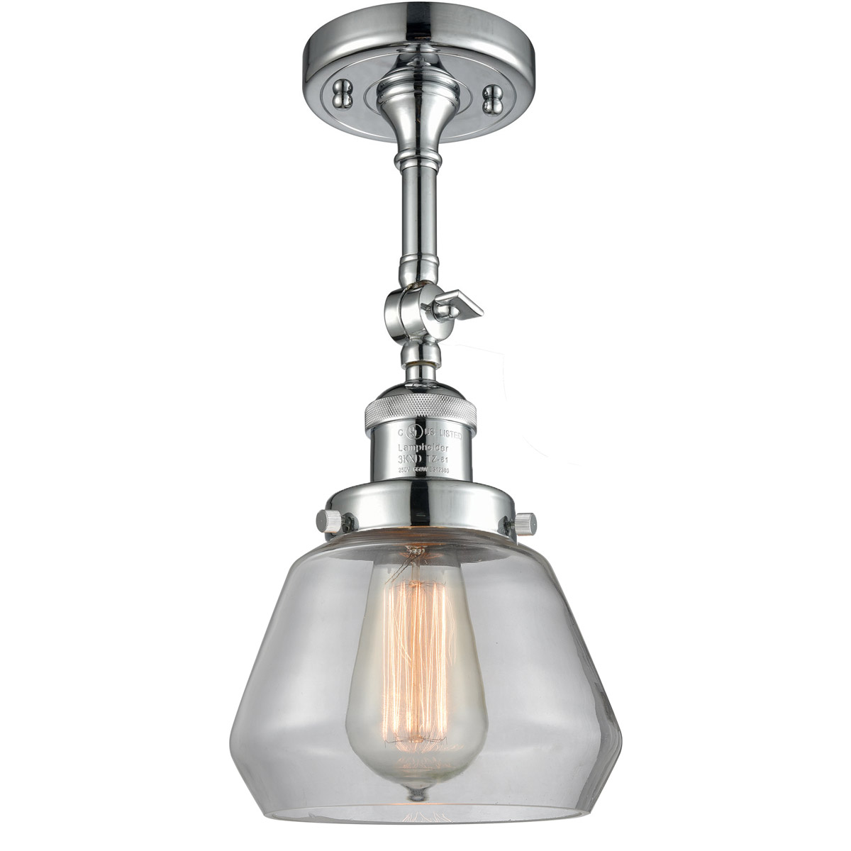 Innovations Lighting 201F-PC-G172 Franklin Restoration Fulton 1 Light 7 inch Polished Chrome Semi-Flush Mount Ceiling Light in Clear Glass, Franklin R
