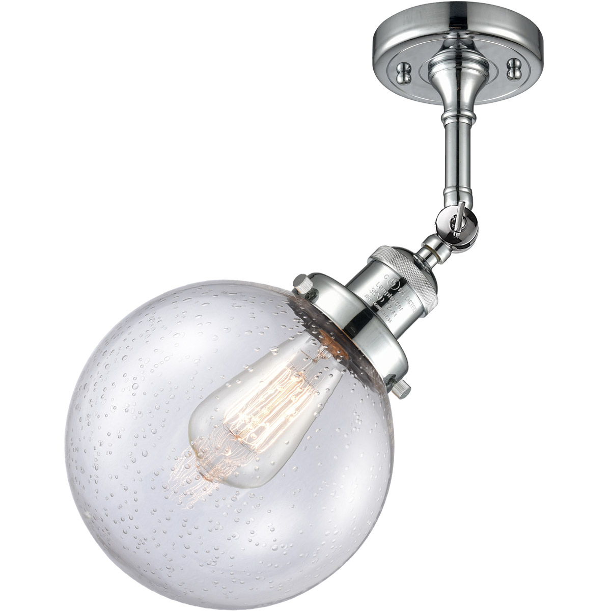 Innovations Lighting 201F-PC-G204-8-LED Franklin Restoration Large Beacon LED 8 inch Polished Chrome Semi-Flush Mount Ceiling Light in Seedy Glass, Fr