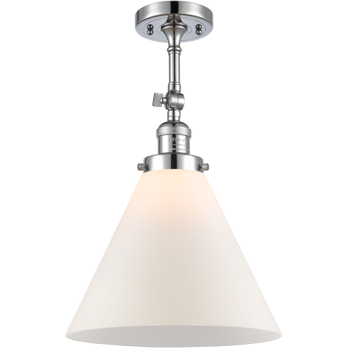 Innovations Lighting 201F-PC-G41-L-LED Franklin Restoration X-Large Cone LED 12 inch Polished Chrome Semi-Flush Mount Ceiling Light in Matte White Gla