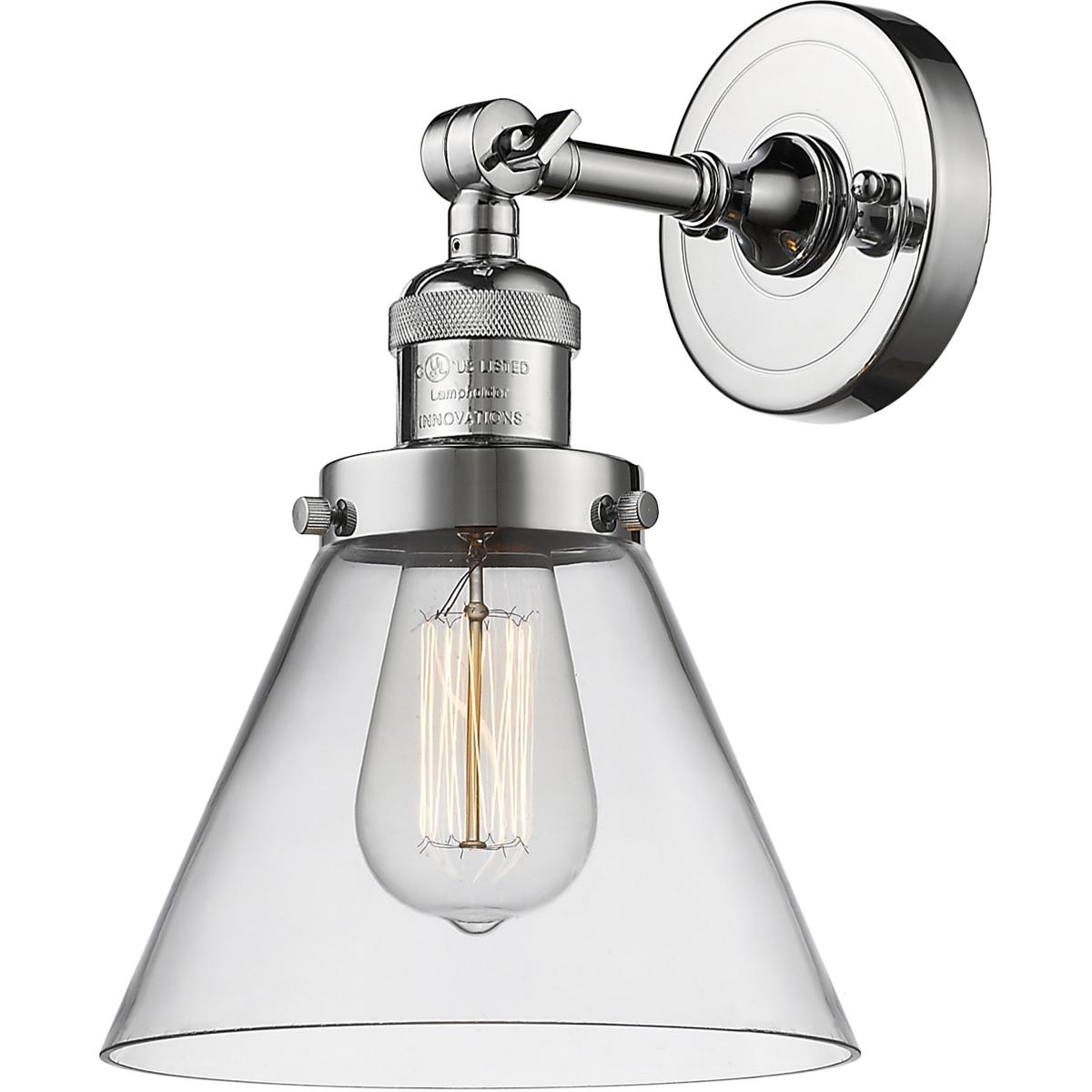Innovations Lighting 201F-PC-G42 Franklin Restoration Large Cone 1 Light 8 inch Polished Chrome Semi-Flush Mount Ceiling Light in Clear Glass, Frankli