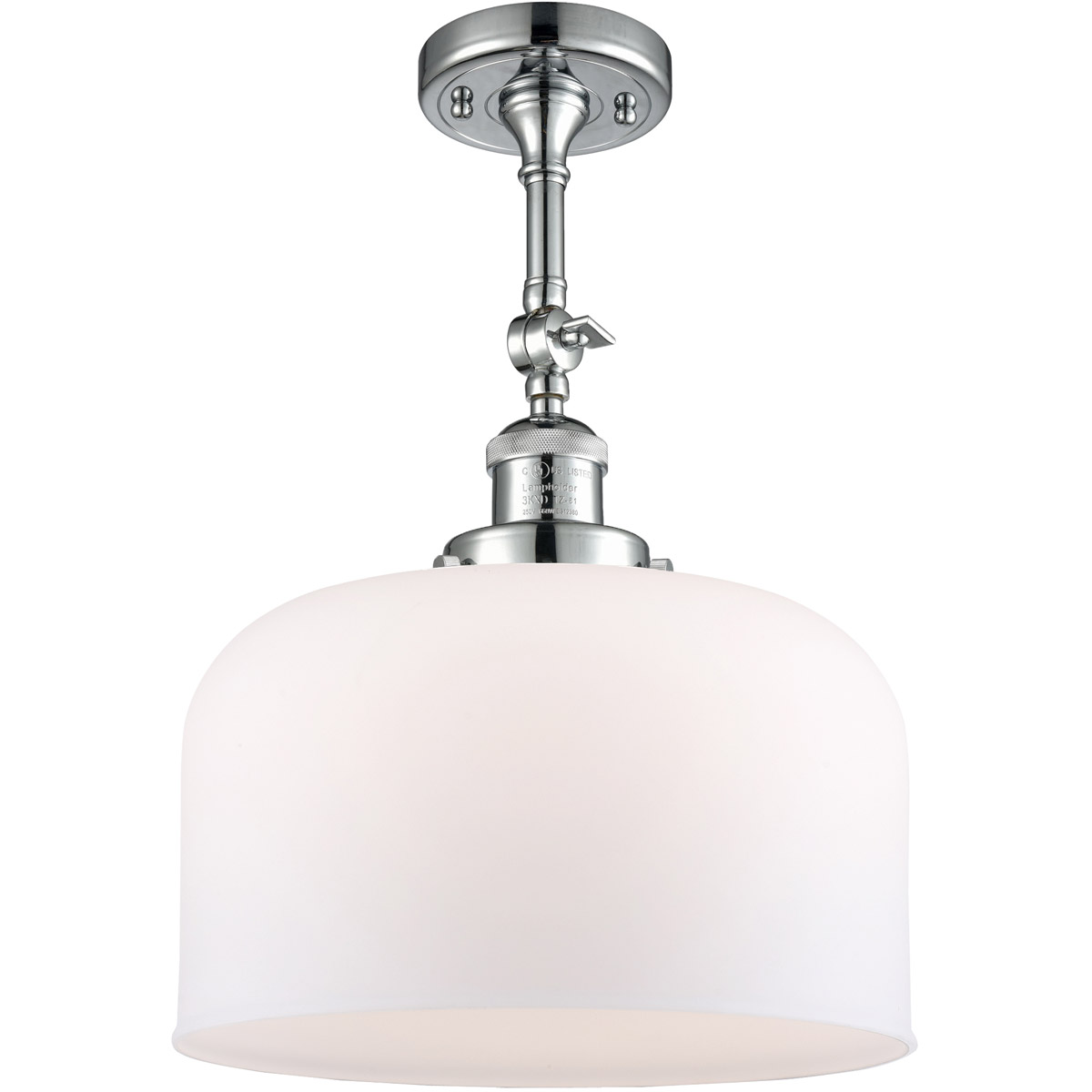 Innovations Lighting 201F-PC-G71-L-LED Franklin Restoration X-Large Bell LED 12 inch Polished Chrome Semi-Flush Mount Ceiling Light in Matte White Gla