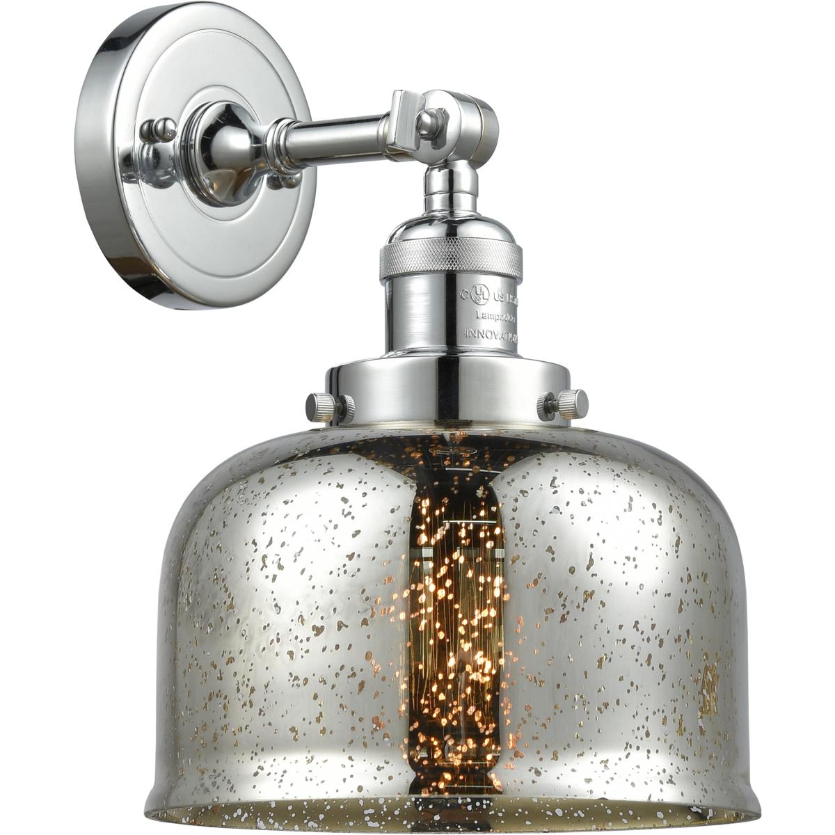 Innovations Lighting 201F-PC-G78 Franklin Restoration Large Bell 1 Light 8 inch Polished Chrome Semi-Flush Mount Ceiling Light in Silver Plated Mercur