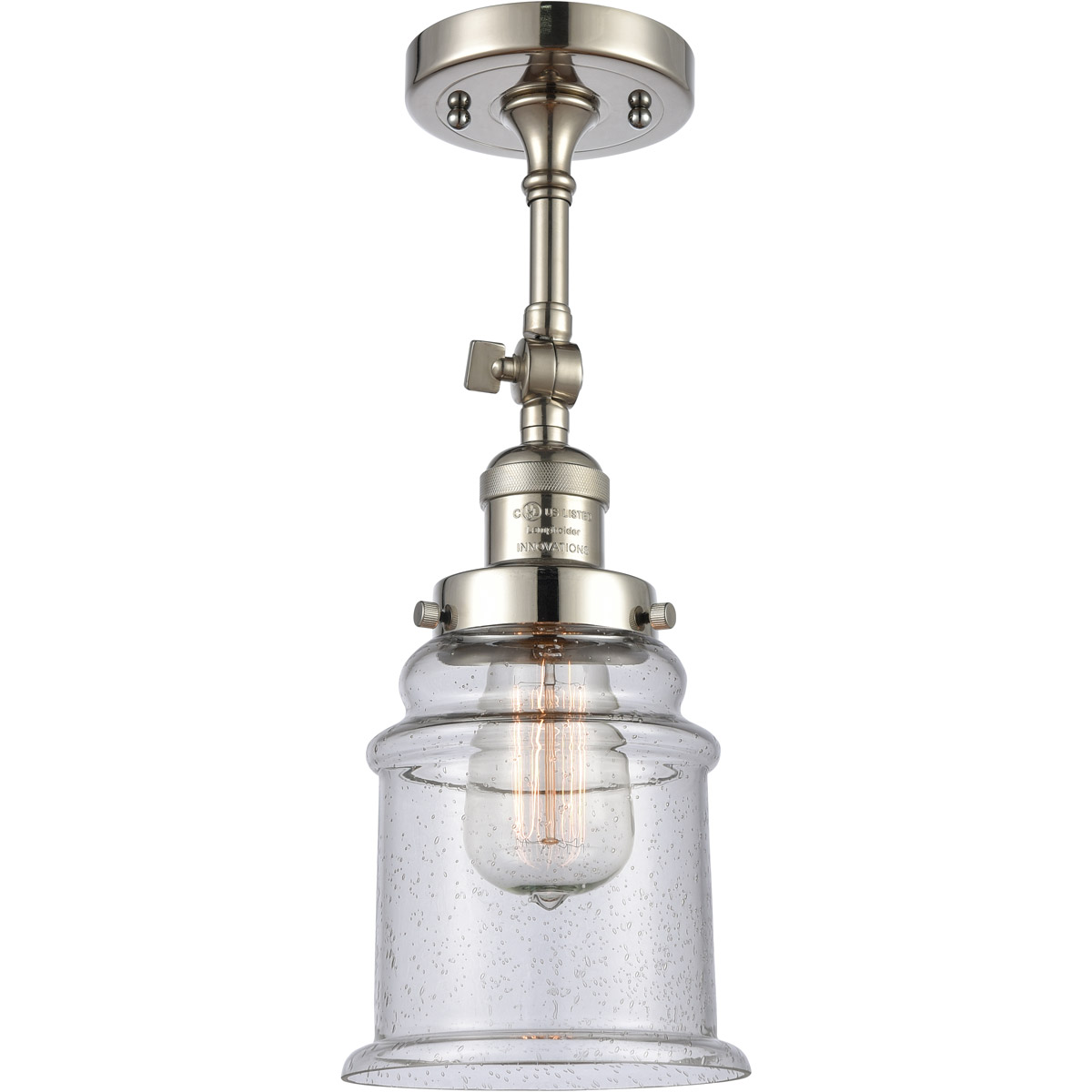 Innovations Lighting 201F-PN-G184 Franklin Restoration Canton 1 Light 6 inch Polished Nickel Semi-Flush Mount Ceiling Light in Seedy Glass, Franklin R
