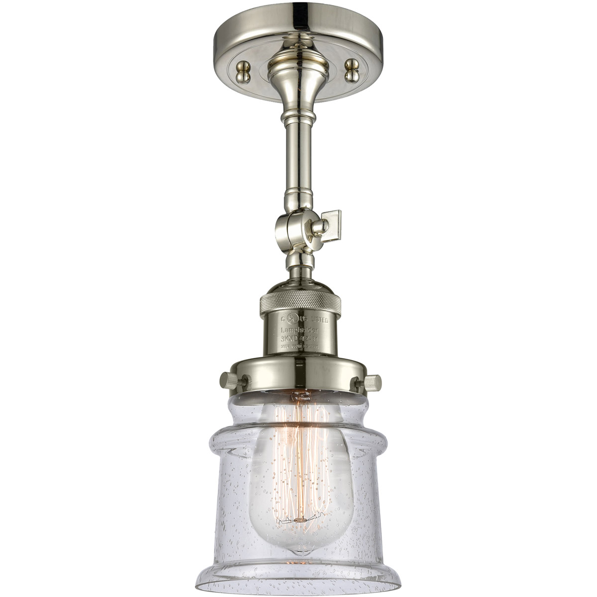 Innovations Lighting 201F-PN-G184S Franklin Restoration Small Canton 1 Light 6 inch Polished Nickel Semi-Flush Mount Ceiling Light in Seedy Glass, Fra