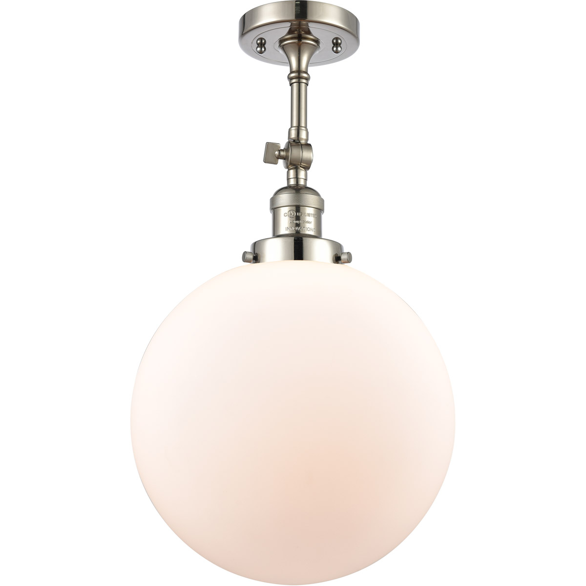 Innovations Lighting 201F-PN-G201-12-LED Franklin Restoration XX-Large Beacon LED 12 inch Polished Nickel Semi-Flush Mount Ceiling Light in Matte Whit
