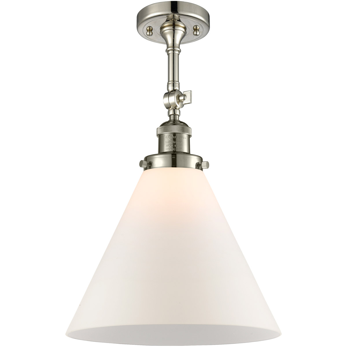 Innovations Lighting 201F-PN-G41-L-LED Franklin Restoration X-Large Cone LED 12 inch Polished Nickel Semi-Flush Mount Ceiling Light in Matte White Gla