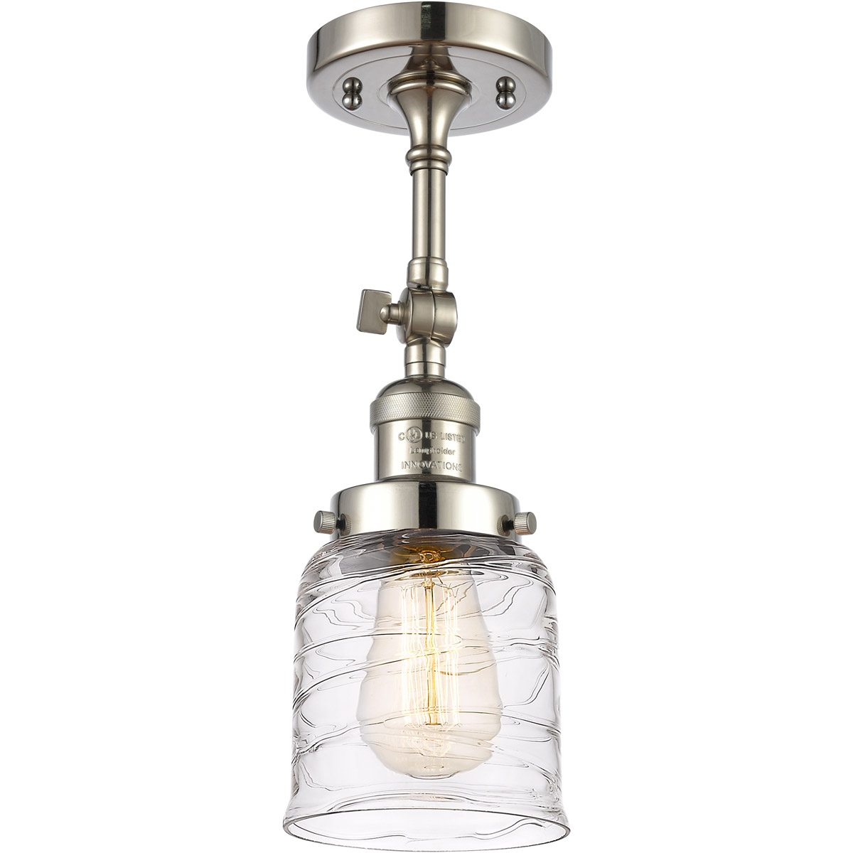 Innovations Lighting Bruno Marashlian Small Bell 5 Inch 1 Light Semi Flush Mount Small Bell - 201F-PN-G513 - Restoration-Vintage