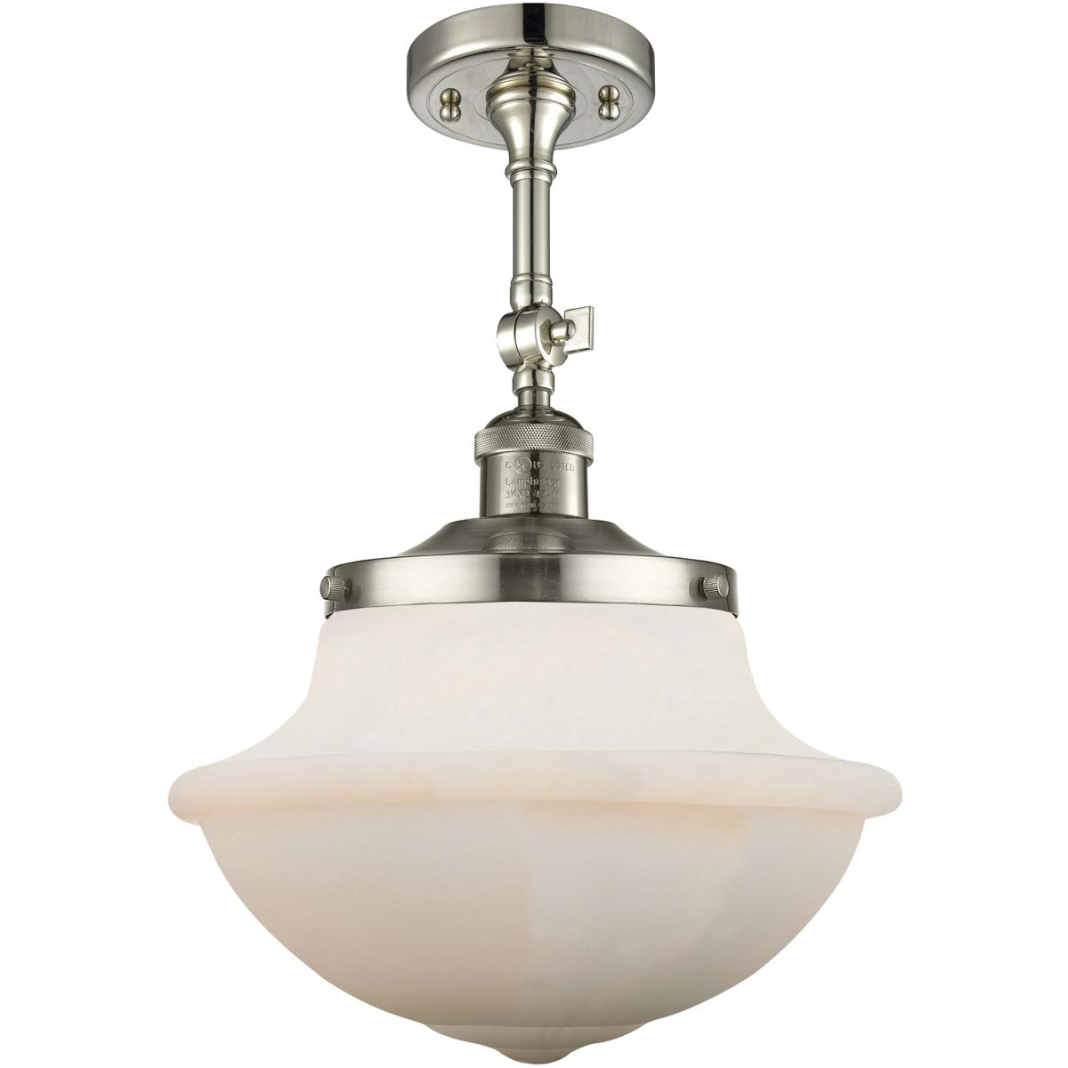 Innovations Lighting 201F-PN-G541-LED Franklin Restoration Large Oxford LED 12 inch Polished Nickel Semi-Flush Mount Ceiling Light in Matte White Glas