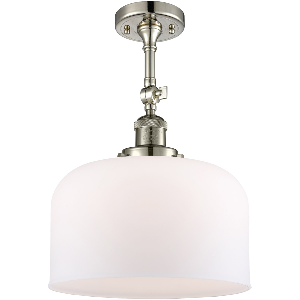 Innovations Lighting 201F-PN-G71-L-LED Franklin Restoration X-Large Bell LED 12 inch Polished Nickel Semi-Flush Mount Ceiling Light in Matte White Gla