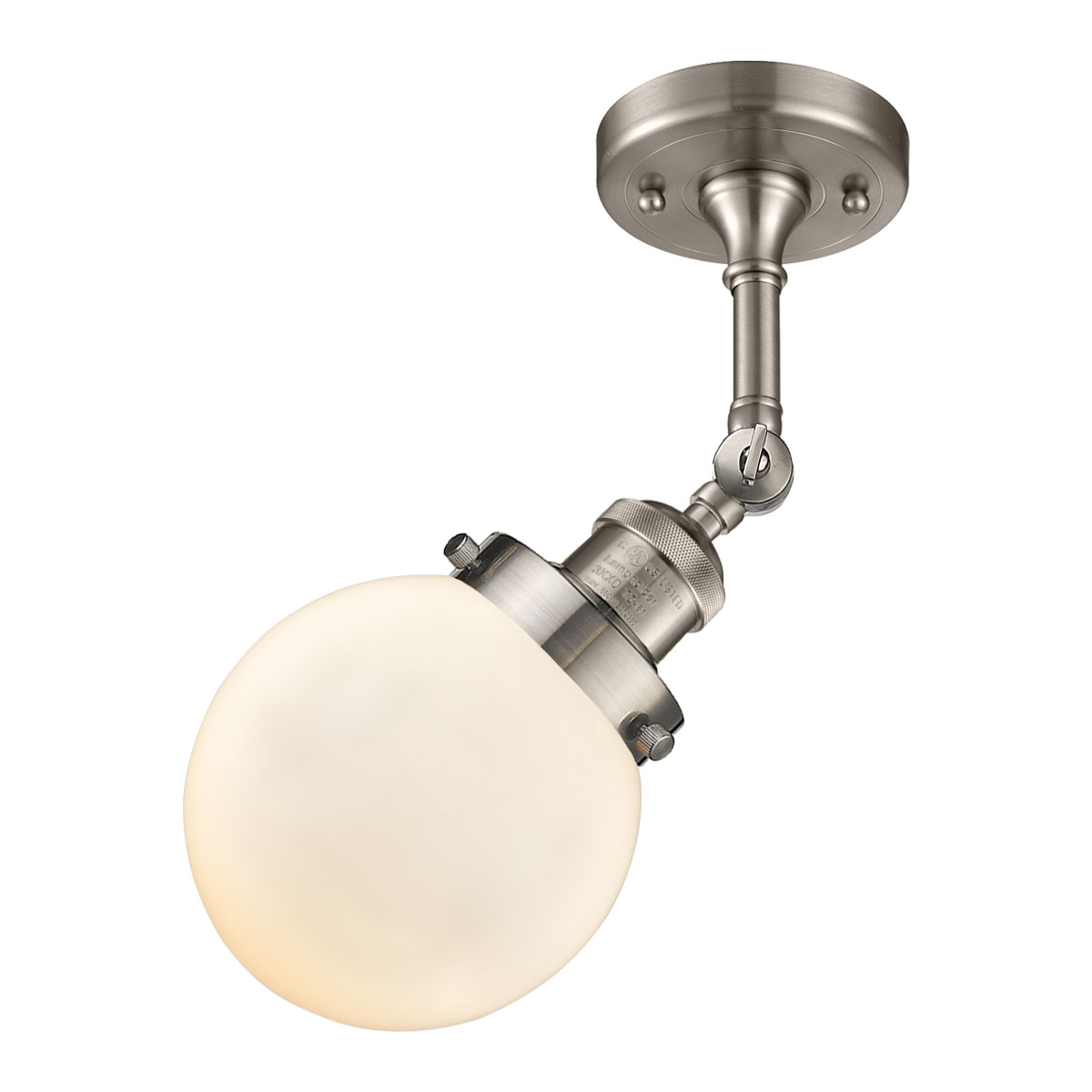Innovations Lighting 201F-SN-G201-6 Franklin Restoration Beacon 1 Light 6 inch Brushed Satin Nickel Semi-Flush Mount Ceiling Light in Matte White Glas