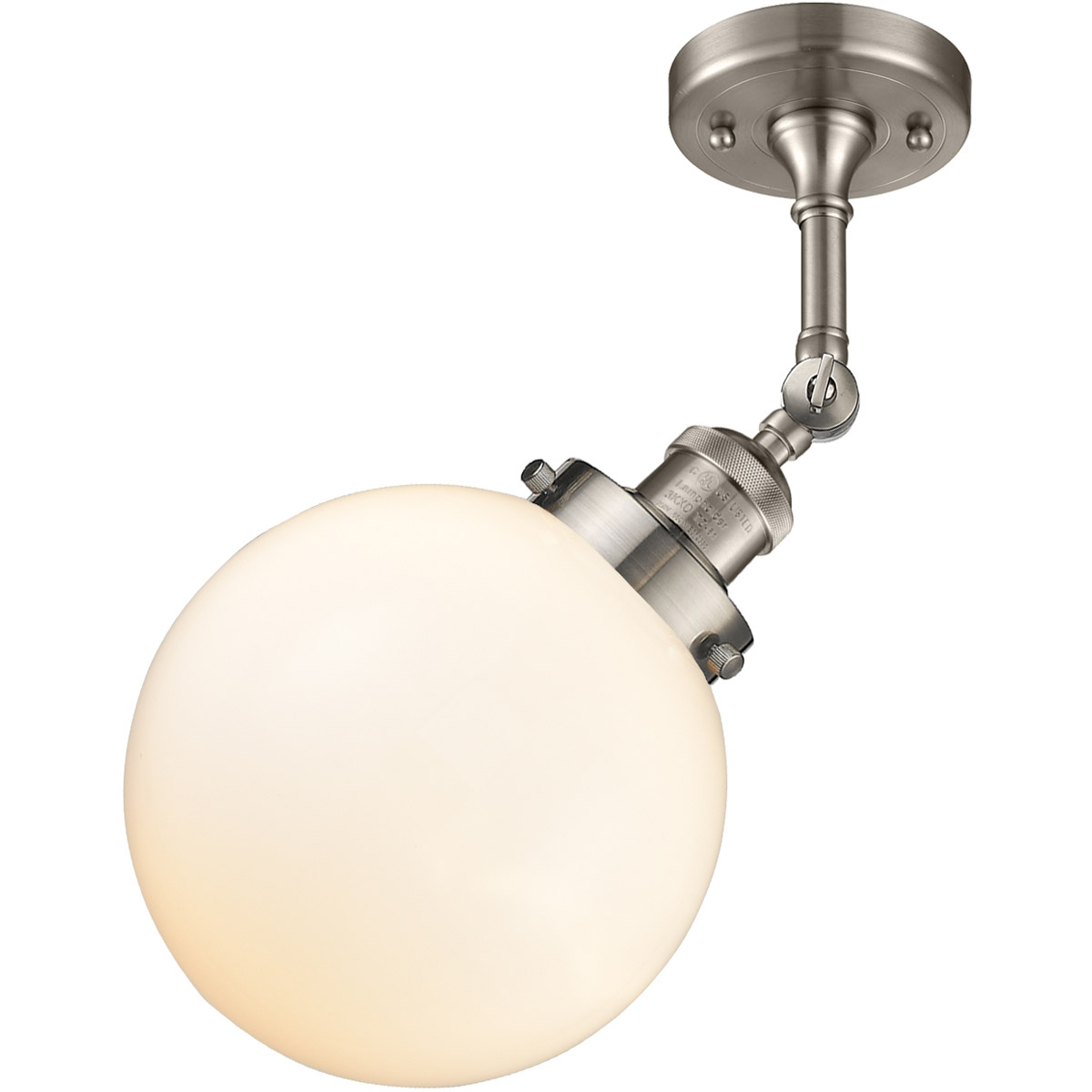 Innovations Lighting 201F-SN-G201-8-LED Franklin Restoration Large Beacon LED 8 inch Brushed Satin Nickel Semi-Flush Mount Ceiling Light in Matte Whit