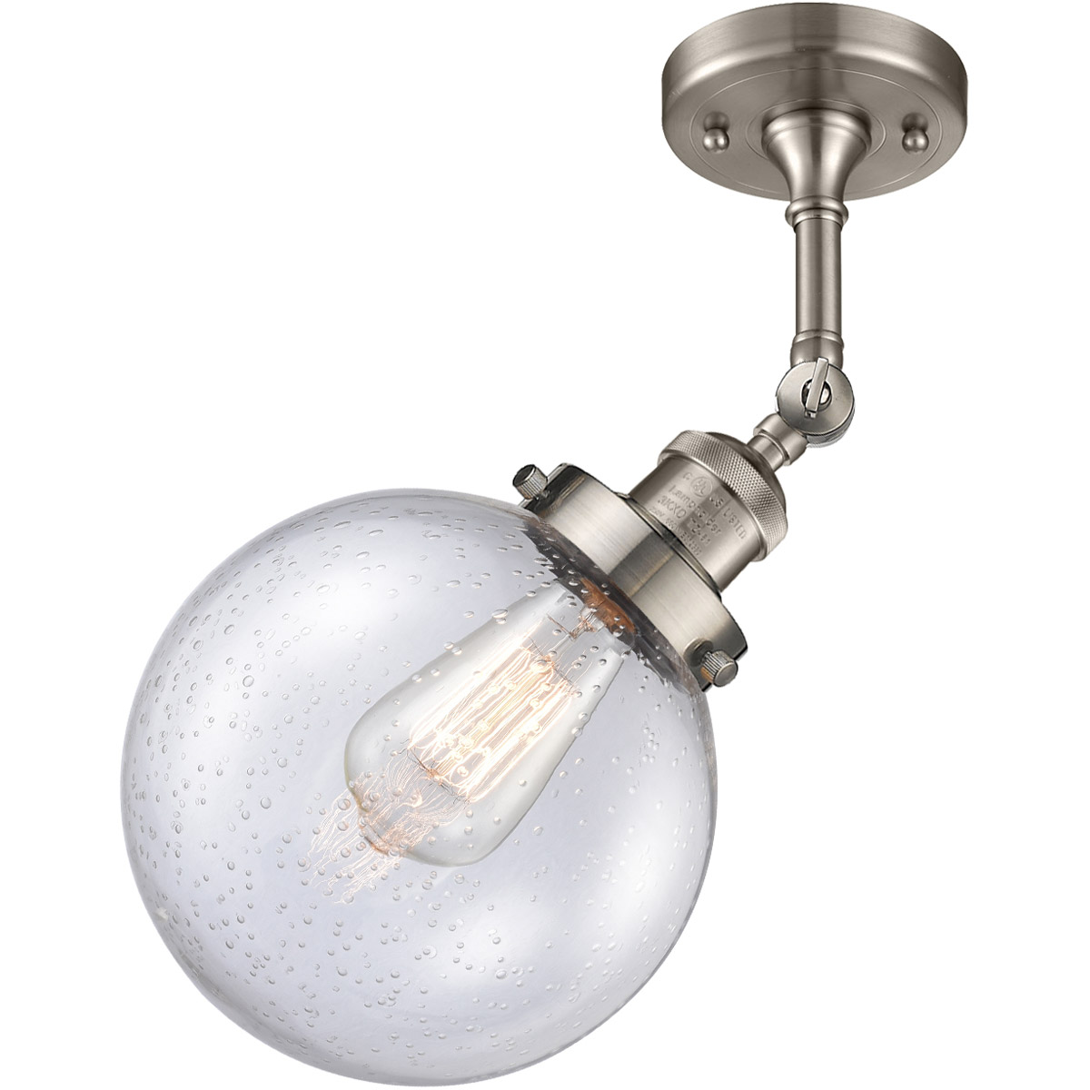 Innovations Lighting 201F-SN-G204-8-LED Franklin Restoration Large Beacon LED 8 inch Brushed Satin Nickel Semi-Flush Mount Ceiling Light in Seedy Glas