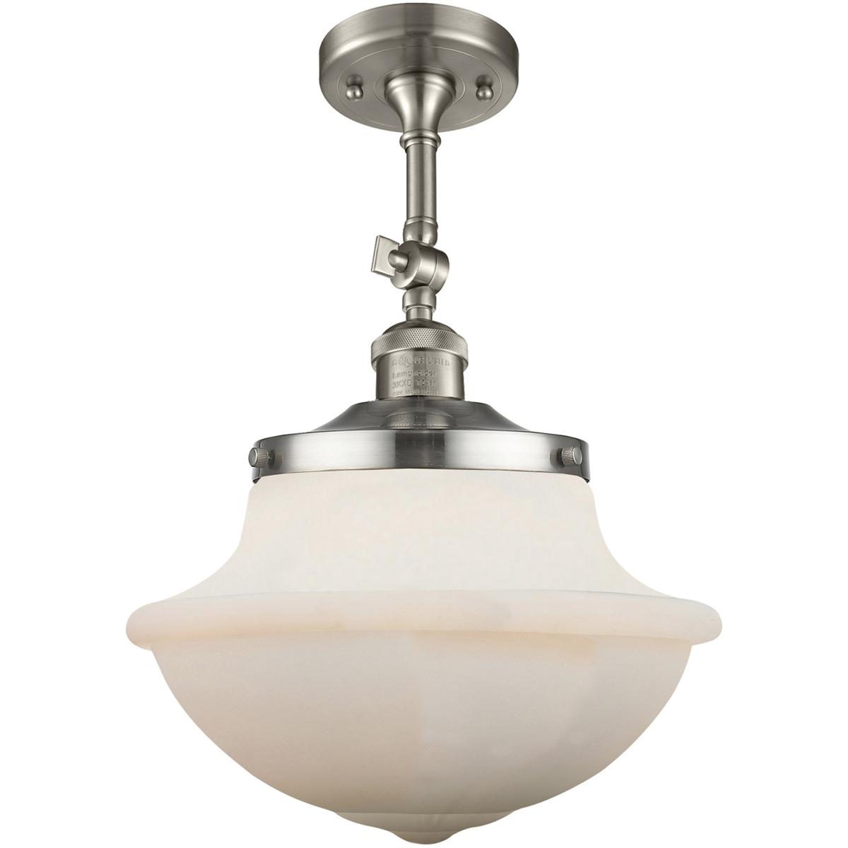 Innovations Lighting 201F-SN-G541-LED Franklin Restoration Large Oxford LED 12 inch Brushed Satin Nickel Semi-Flush Mount Ceiling Light in Matte White