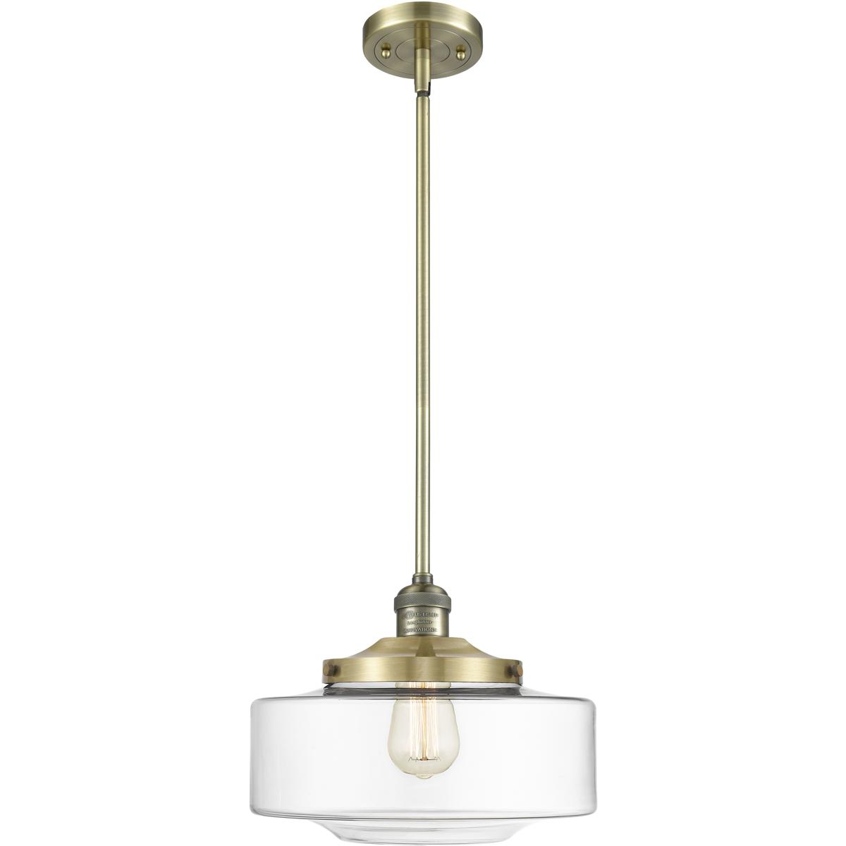 Innovations Lighting 201S-AB-G692-12 Franklin Restoration Bridgeton 1 Light 12 inch Antique Brass Mini Pendant Ceiling Light in Incandescent, Clear