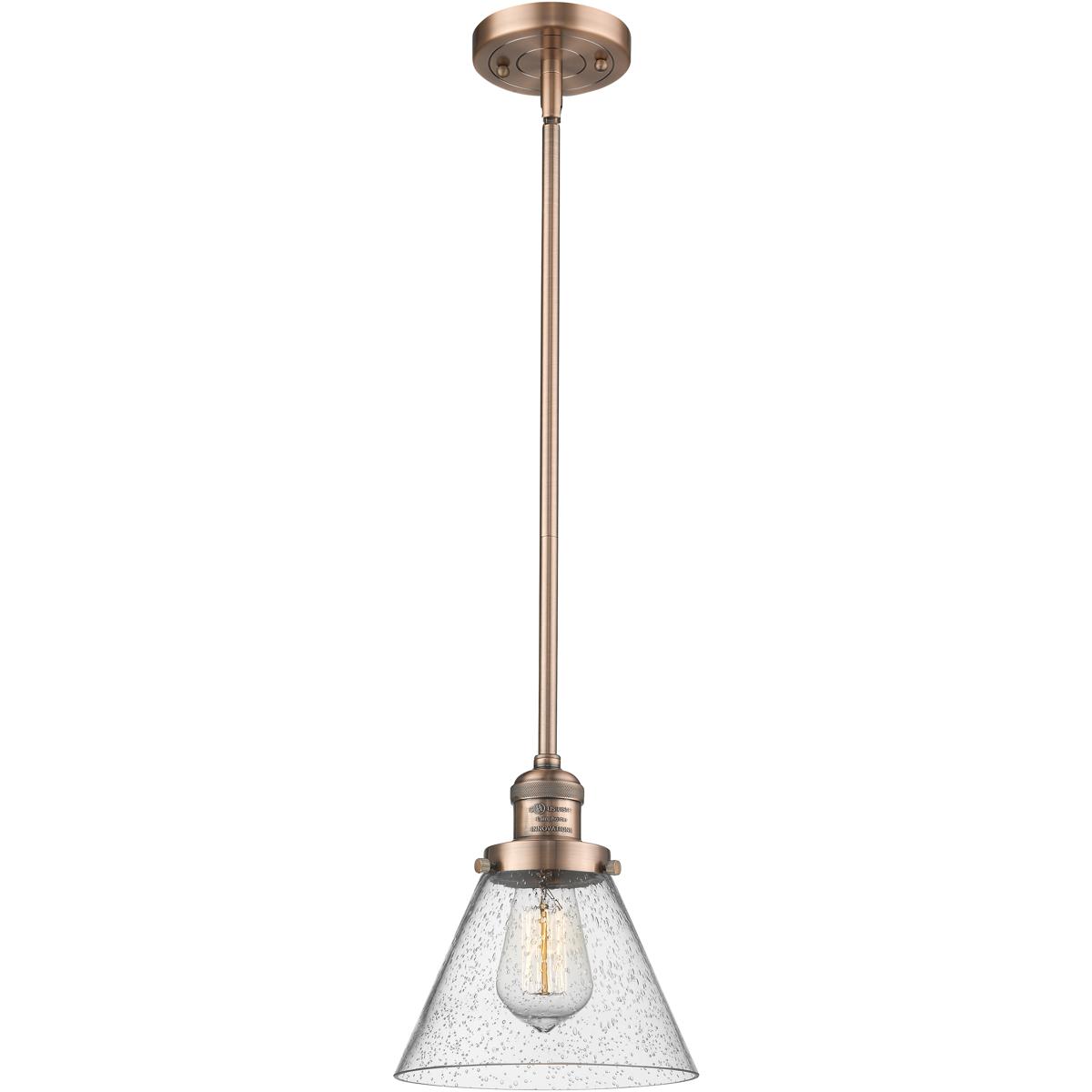 Innovations Lighting 201S-AC-G44 Franklin Restoration Cone 1 Light 8 inch Antique Copper Mini Pendant Ceiling Light in Incandescent, Seedy, Franklin R