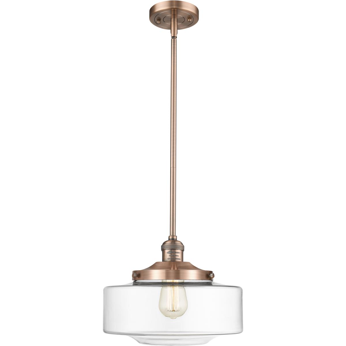 Innovations Lighting 201S-AC-G692-12 Franklin Restoration Bridgeton 1 Light 12 inch Antique Copper Mini Pendant Ceiling Light in Incandescent, Clear