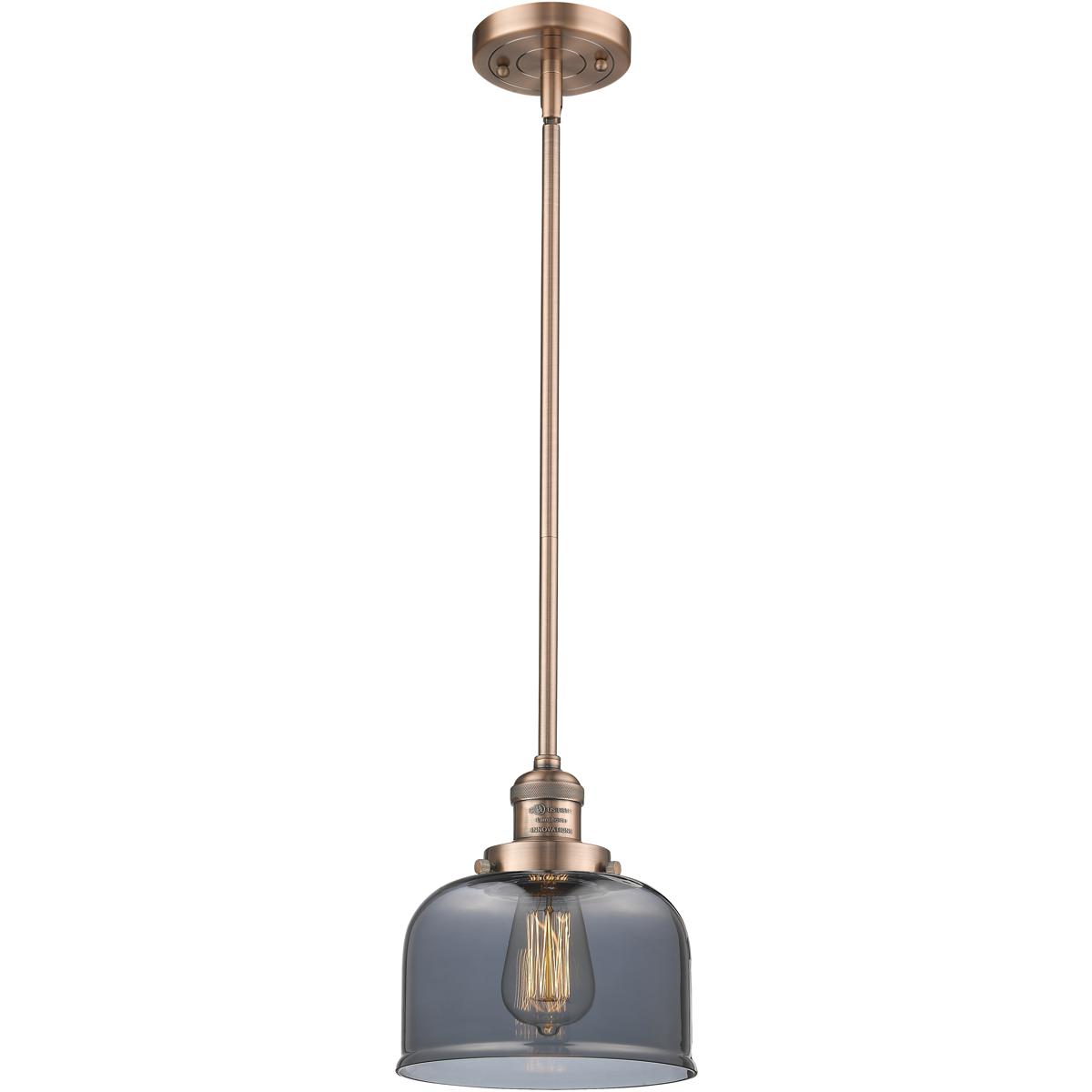 Innovations Lighting 201S-AC-G73 Franklin Restoration Bell 1 Light 8 inch Antique Copper Mini Pendant Ceiling Light in Incandescent, Plated Smoke, Fra