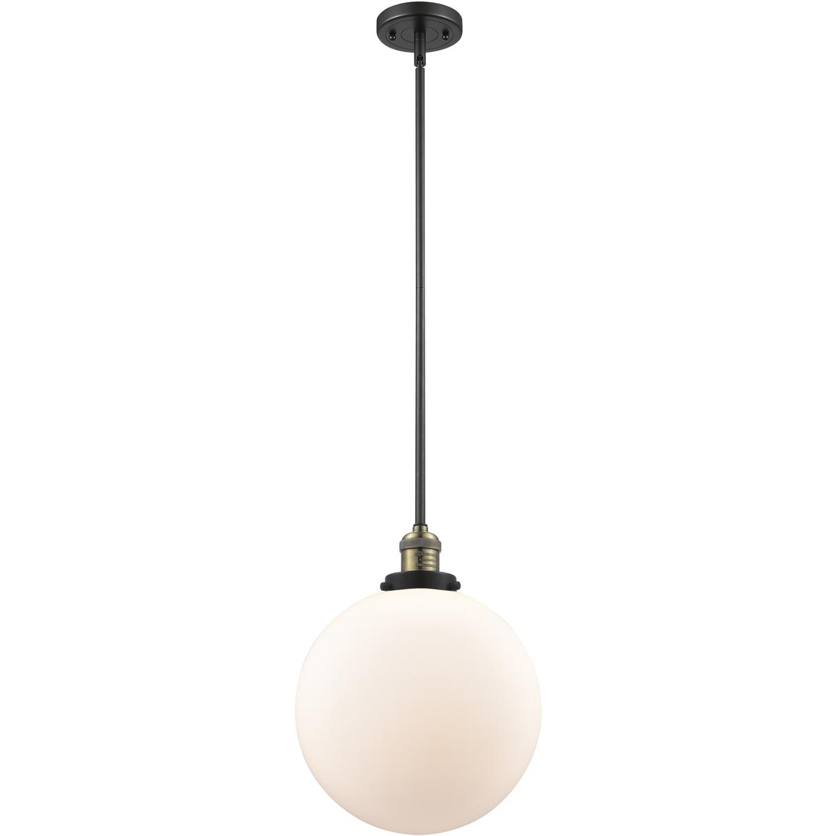 Innovations Lighting 201S-BAB-G201-12-LED Franklin Restoration Beacon LED 12 inch Black Antique Brass Mini Pendant Ceiling Light in Matte White, Frank