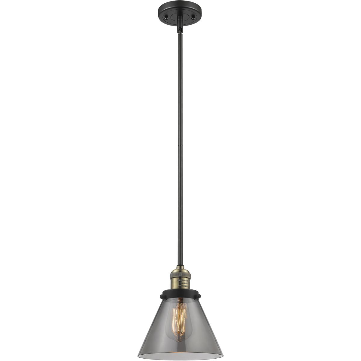 Innovations Lighting 201S-BAB-G43 Franklin Restoration Cone 1 Light 8 inch Black Antique Brass Mini Pendant Ceiling Light in Bulb Not Included, Light