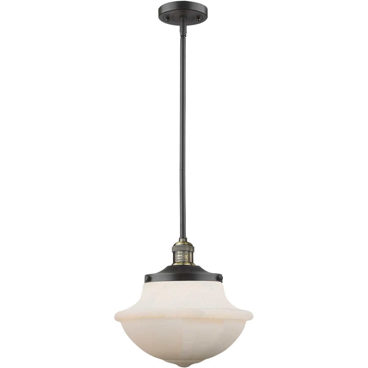 Innovations Lighting 201S-BAB-G541-LED Franklin Restoration Oxford LED 12 inch Black Antique Brass Mini Pendant Ceiling Light in Matte White, Franklin