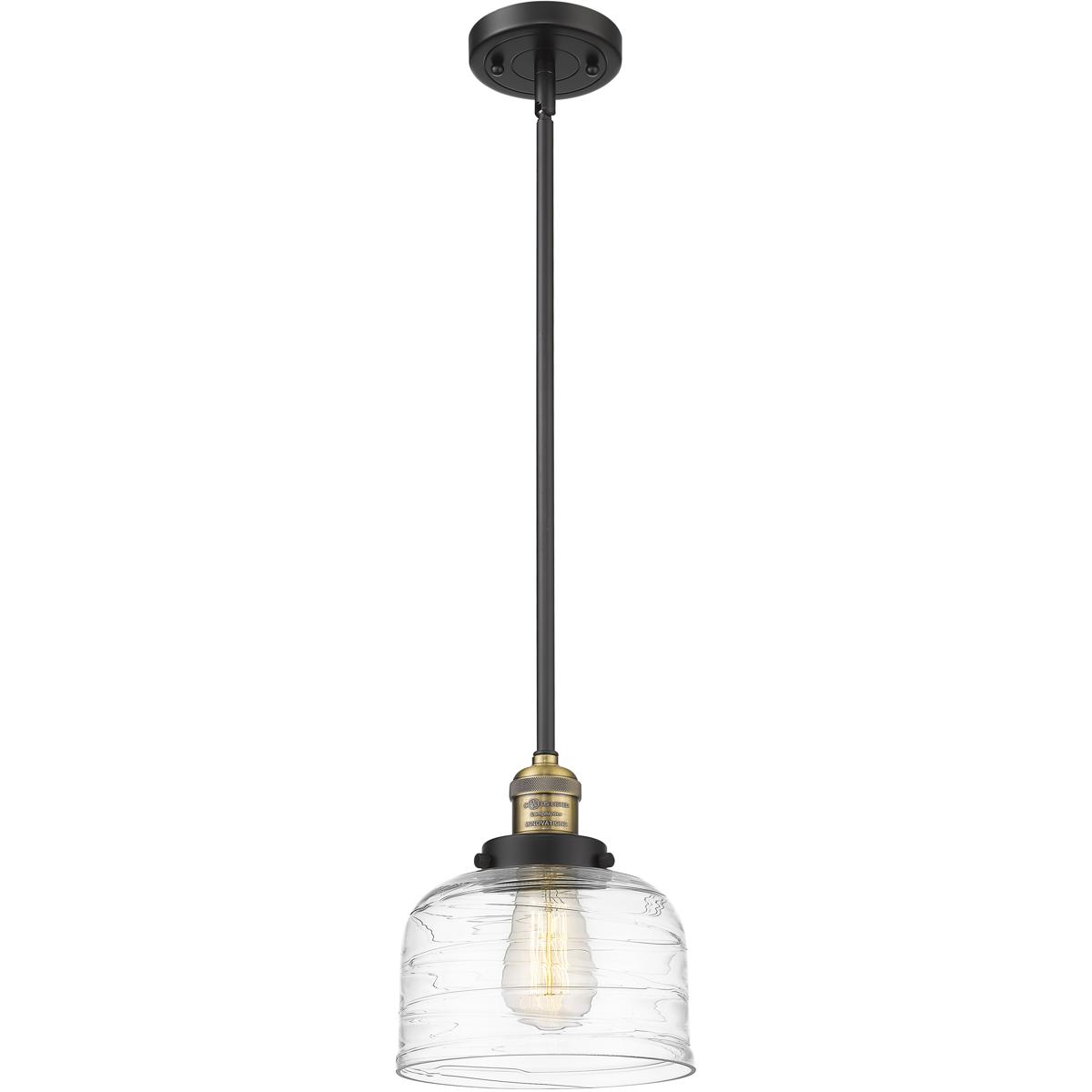 Innovations Lighting 201S-BAB-G713 Franklin Restoration Bell 1 Light 8 inch Black Antique Brass Mini Pendant Ceiling Light in Incandescent, Clear Deco