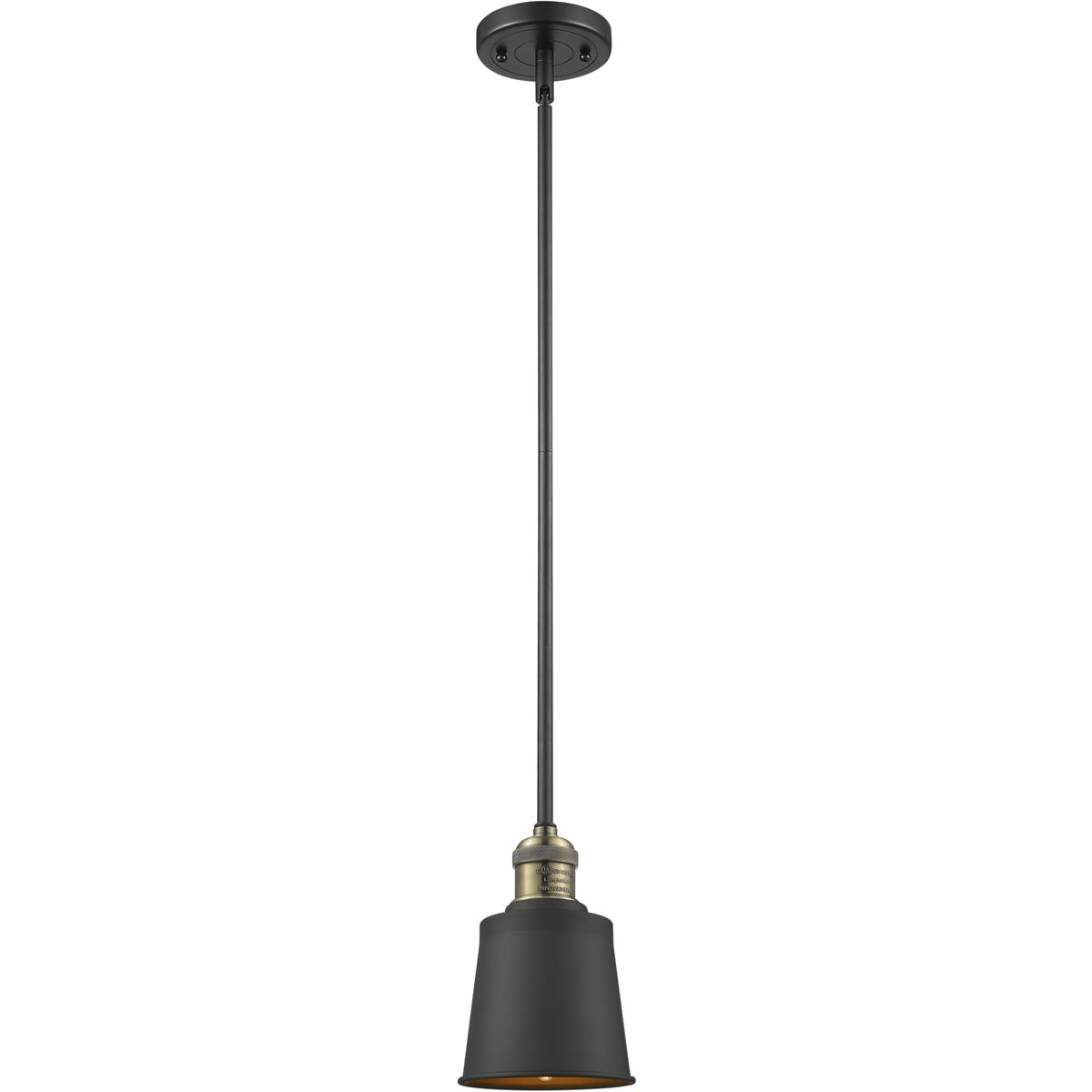 Innovations Lighting 201S-BAB-M9-AB Franklin Restoration Addison 1 Light 5 inch Black Antique Brass Mini Pendant Ceiling Light in Incandescent, Frankl