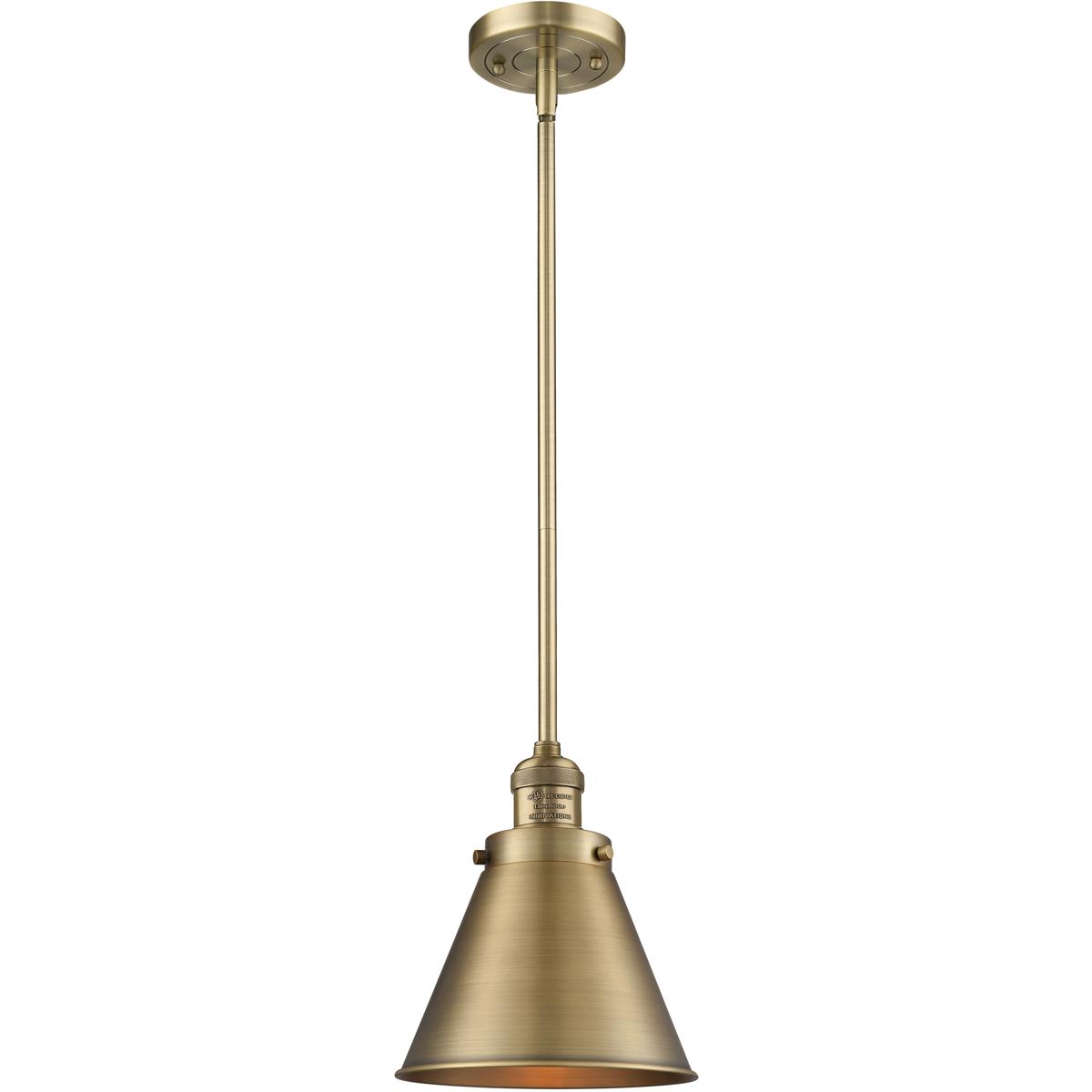 Innovations Lighting 201S-BB-M13-BB Franklin Restoration Appalachian 1 Light 8 inch Brushed Brass Mini Pendant Ceiling Light in Incandescent, Franklin