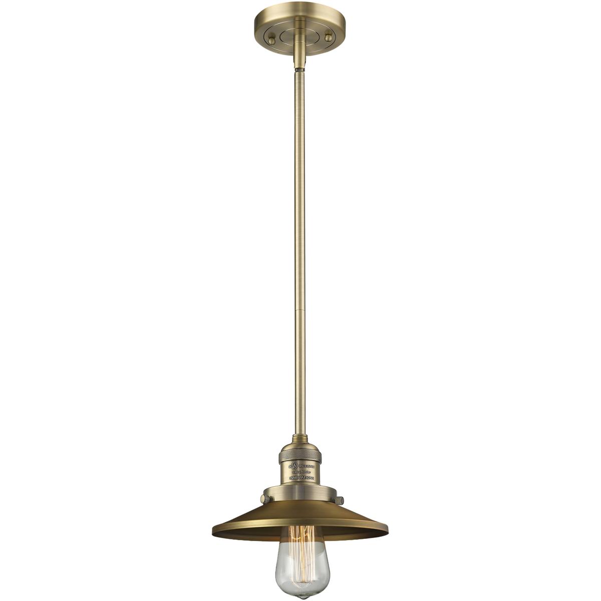 Innovations Lighting 201S-BB-M4 Franklin Restoration Railroad 1 Light 8 inch Brushed Brass Mini Pendant Ceiling Light in Incandescent, Franklin Restor