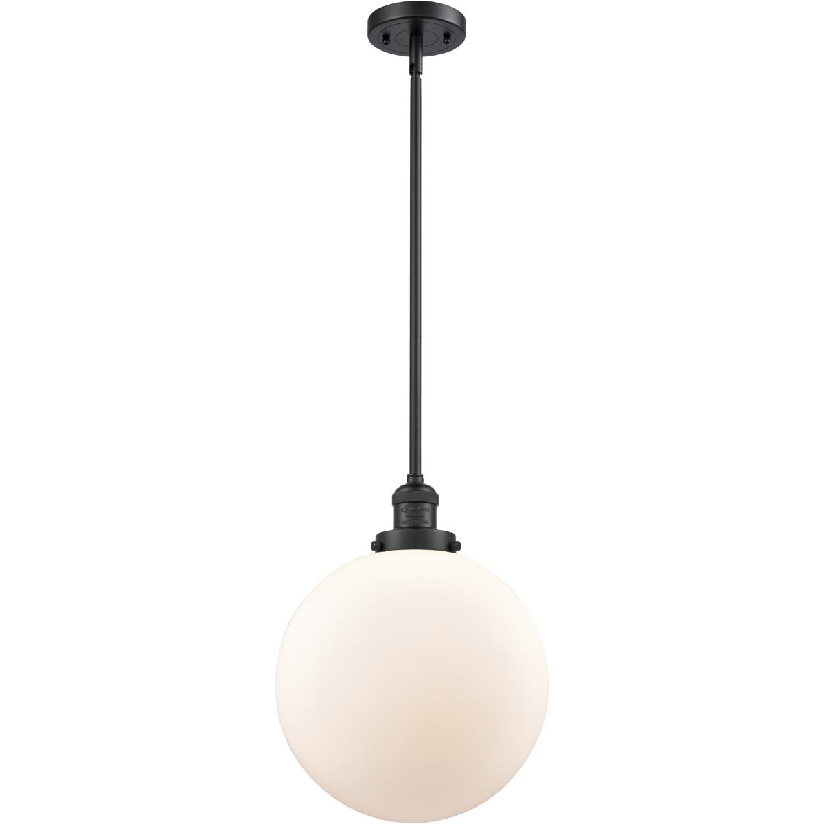 Innovations Lighting 201S-BK-G201-12-LED Franklin Restoration Beacon LED 12 inch Matte Black Mini Pendant Ceiling Light in Matte White, Franklin Resto