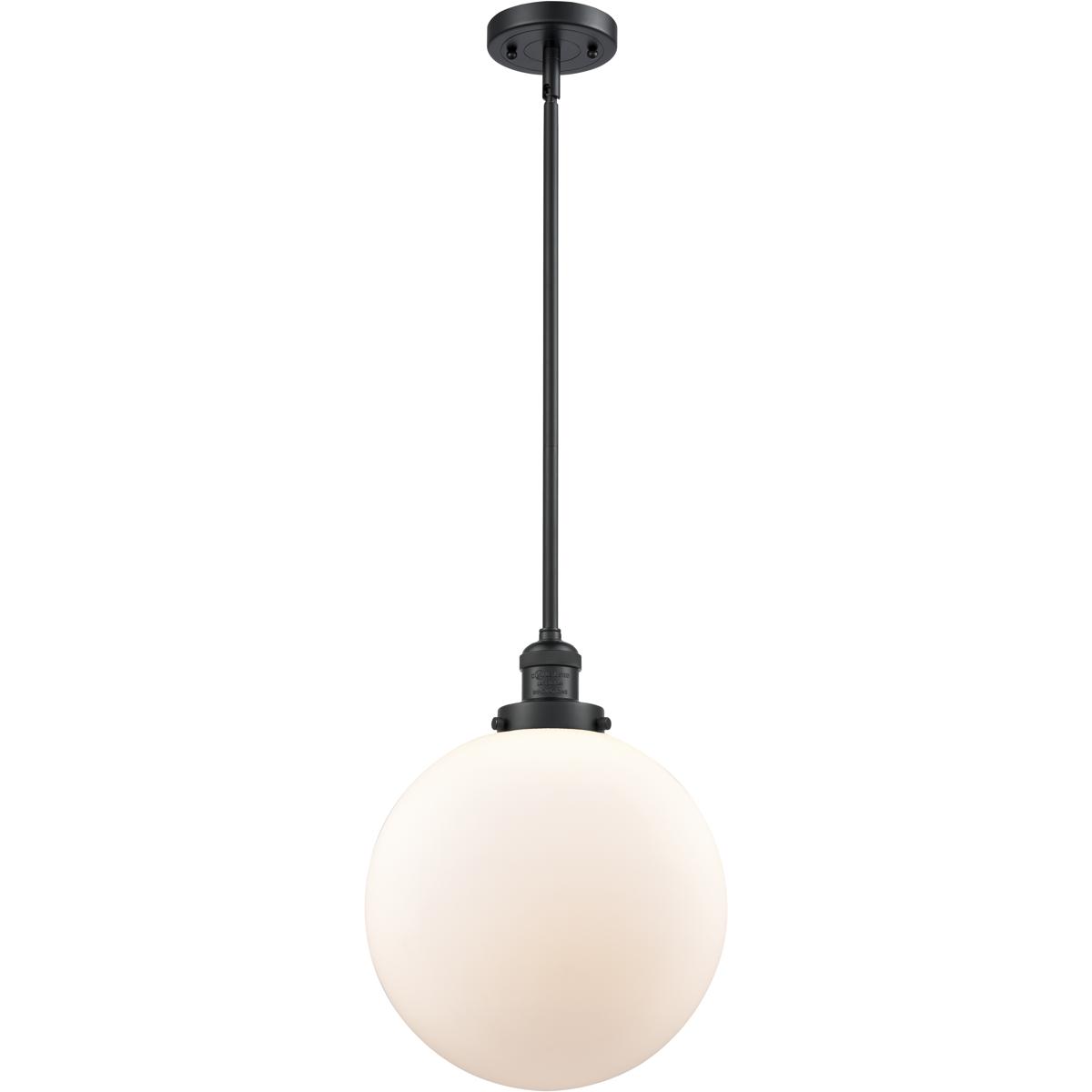 Innovations Lighting 201S-BK-G201-12 Franklin Restoration Beacon 1 Light 12 inch Matte Black Mini Pendant Ceiling Light in Incandescent, Matte White,