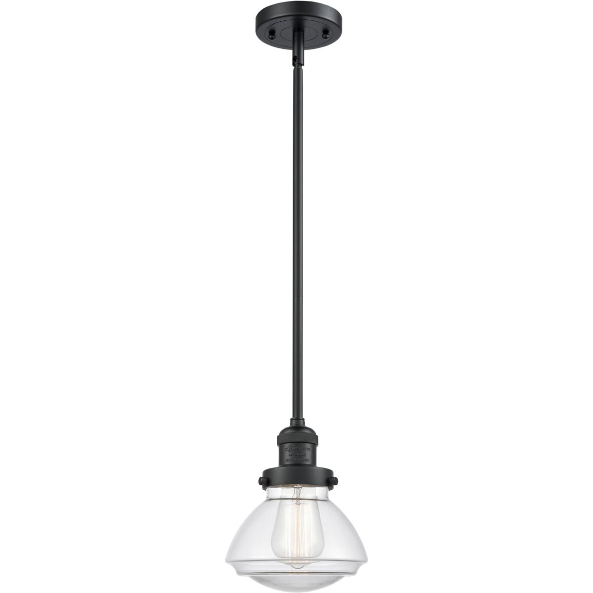 Innovations Lighting 201S-BK-G322 Franklin Restoration Olean 1 Light 6.75 inch Matte Black Mini Pendant Ceiling Light in Incandescent, Clear, Franklin