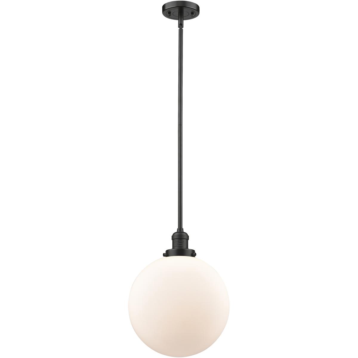 Innovations Lighting 201S-OB-G201-12-LED Franklin Restoration Beacon LED 12 inch Oil Rubbed Bronze Mini Pendant Ceiling Light in Matte White, Franklin