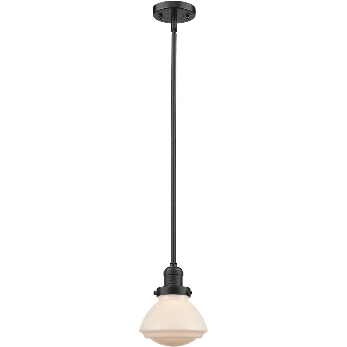 Innovations Lighting 201S-OB-G321-LED Franklin Restoration Olean LED 6.75 inch Oil Rubbed Bronze Mini Pendant Ceiling Light in Matte White, Franklin R